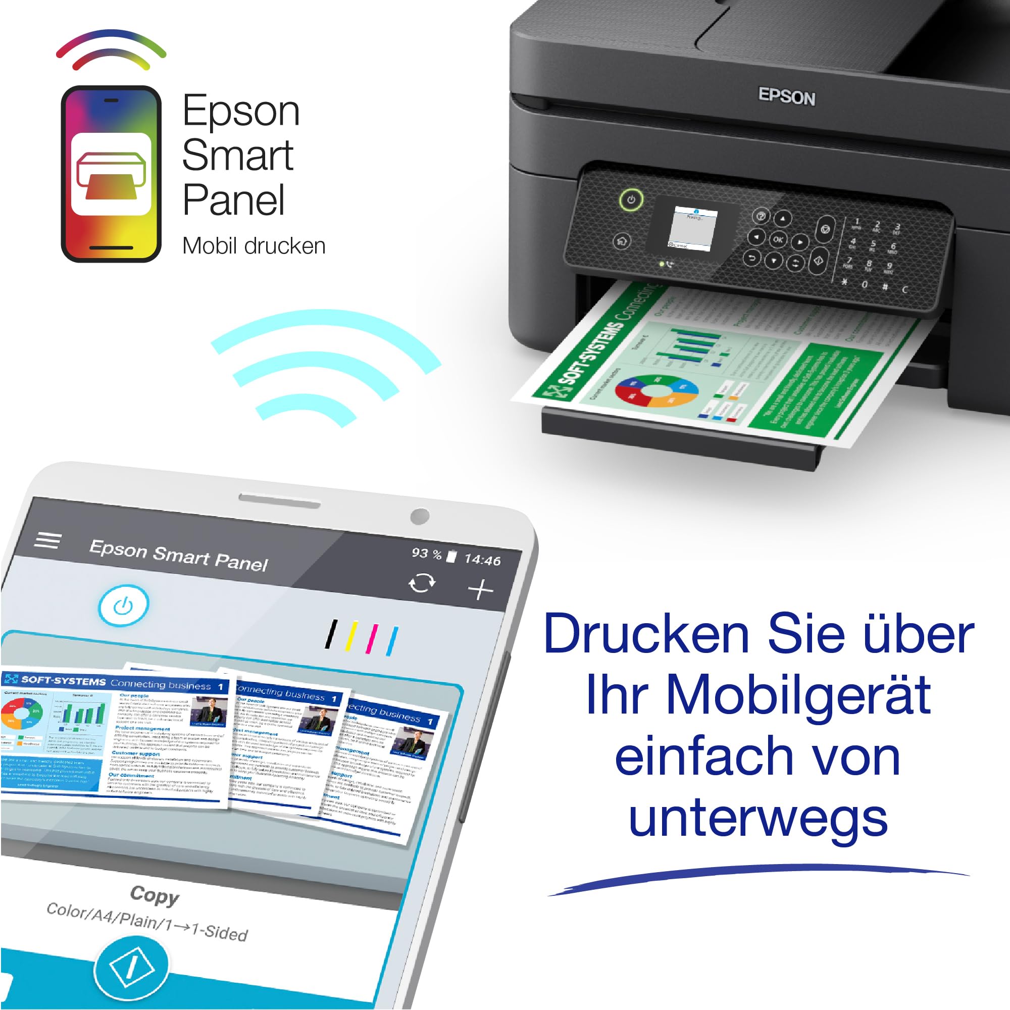 Epson Workforce WF-2930DWF A4 kabelloser Multifunktionstintenstrahldrucker – Bild 9