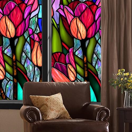 Miniatura 2 de Película para ventana de privacidad con adherencia estática, 3D, decorativa, colorida, extraíble, para ventana, aislamiento térmico, lámina de