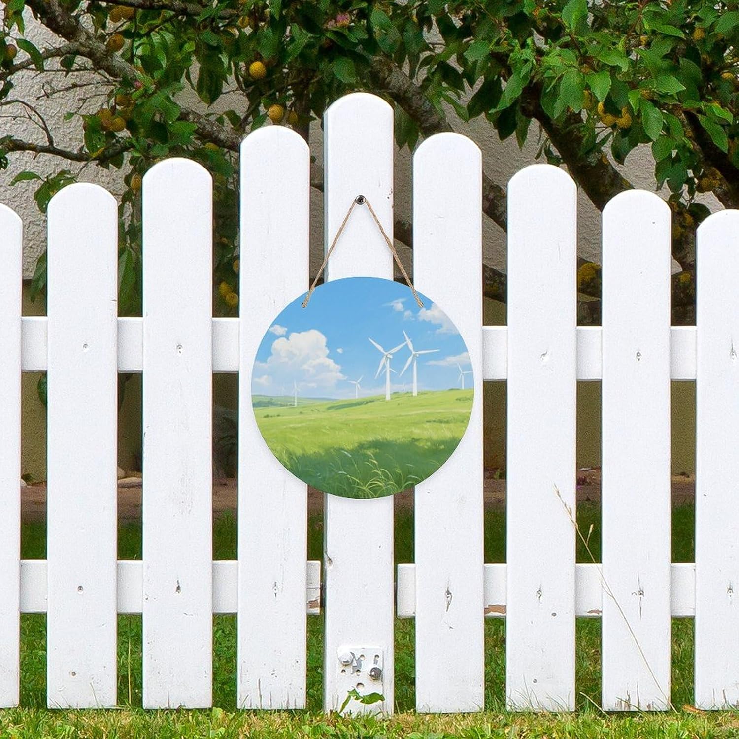 Summer Grassland Windmills Painting Wood Painting