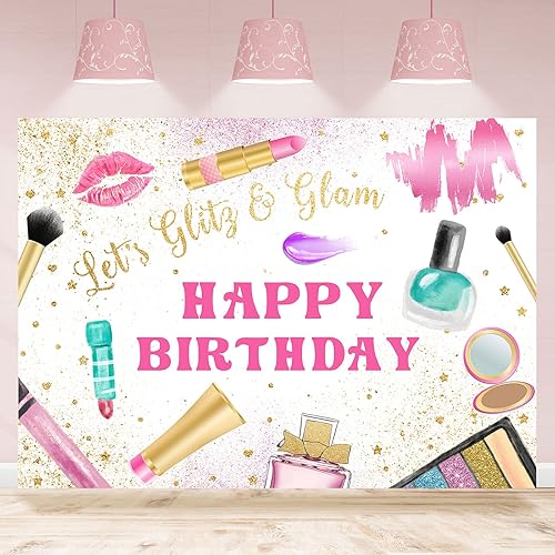 Telón de fondo de maquillaje de cumpleaños para niñas, maquillaje, spa, glamour, cosméticos, fotografía, fondo, fiesta de cumpleaños, decoración de