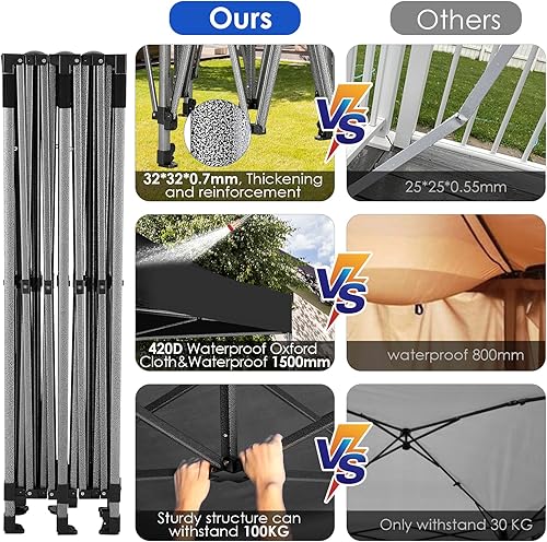 Miniatura 5 de COBIZI Toldo de 10 x 20 con paredes laterales, carpa de fiesta resistente para fiestas, tiendas de campaña para fiestas, bodas, exteriores,