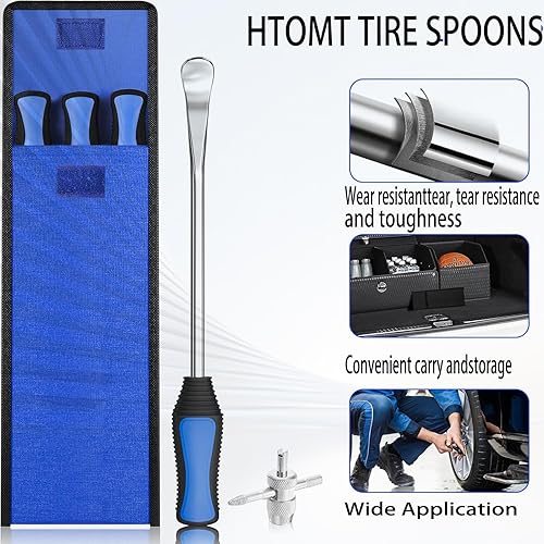 Miniatura 3 de PINKJOY Kit de cuchara de neumáticos de 15 pulgadas, 26 piezas de herramientas de cambio de neumáticos para motocicleta, motocross, césped, tractor,