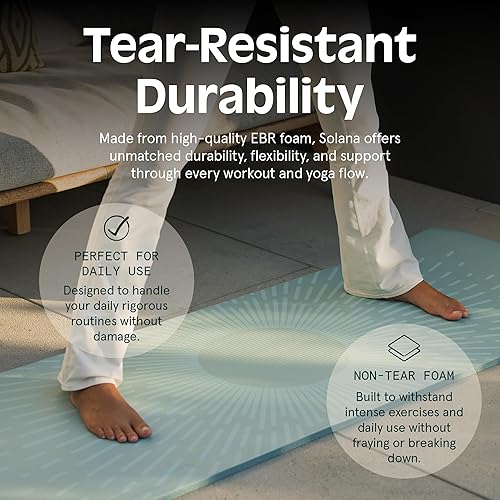 Miniatura 6 de Retrospec Solana - Tapete de yoga de 1 pulgada de grosor con correa de nailon, unisex, antideslizante, para yoga, pilates, estiramiento, ejercicios