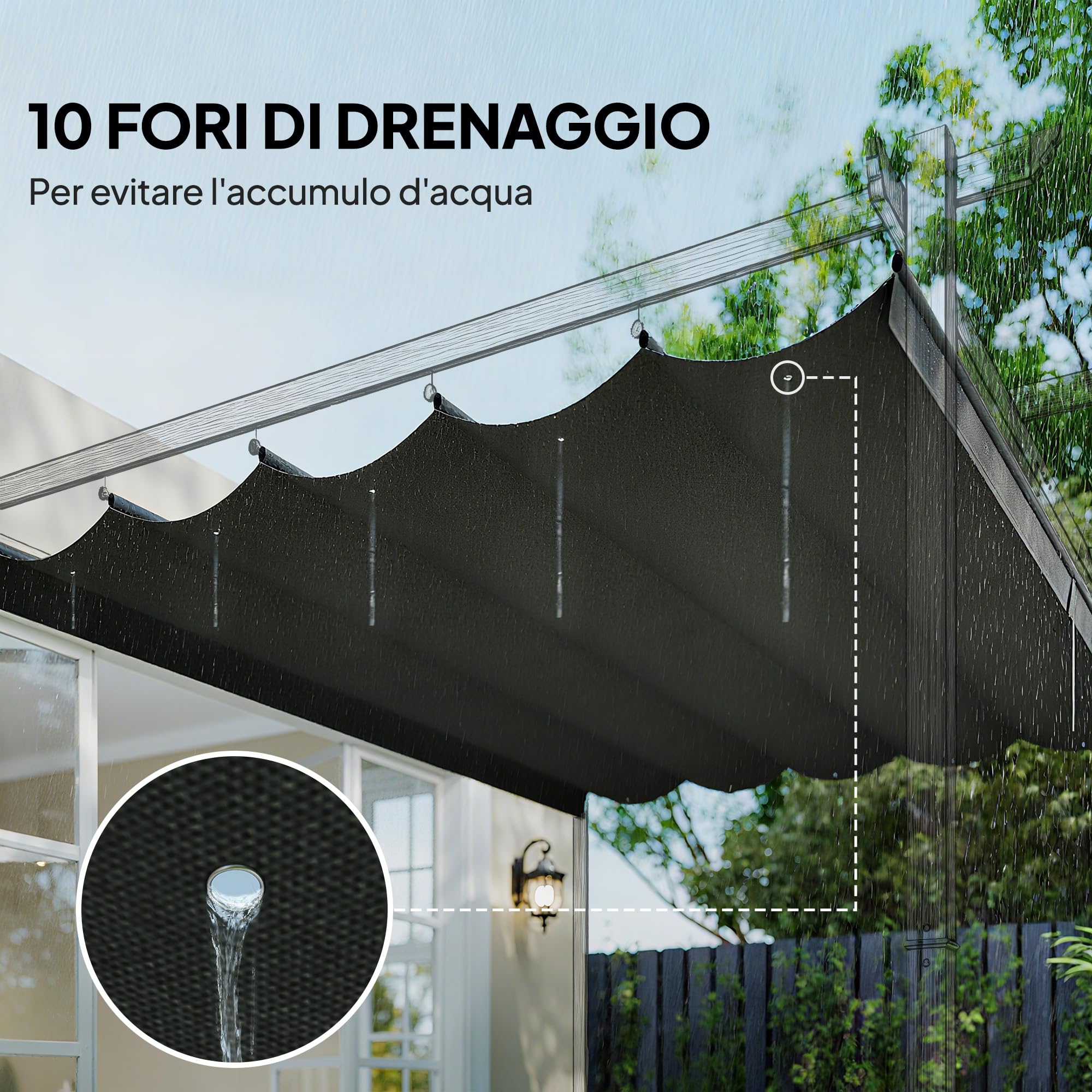 Outsunny Tetto di Ricambio per Gazebo Pergola, 350x260 cm, Poliestere Traspirante, Grigio Scuro