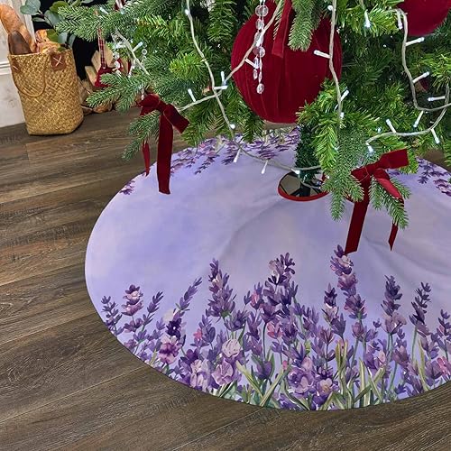 Miniatura 7 de Falda de árbol de Navidad de 48 pulgadas, falda de árbol de lavanda, decoraciones de Navidad para interiores y exteriores, morada, floral, botánica,