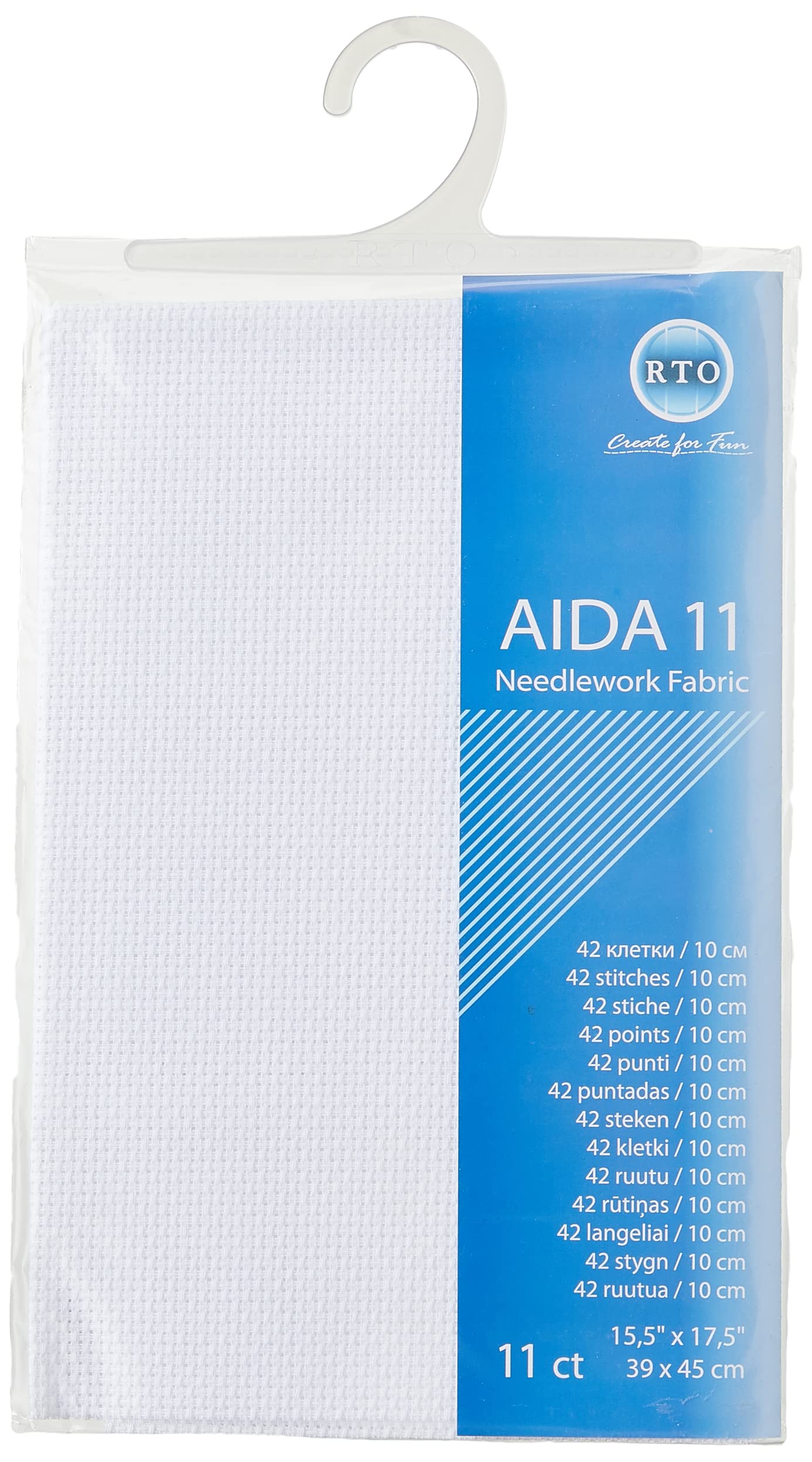 Rto White Aida 11 Count Cross Stitch, 100% Cotton, 39 X 45 Cm, Aida11-100