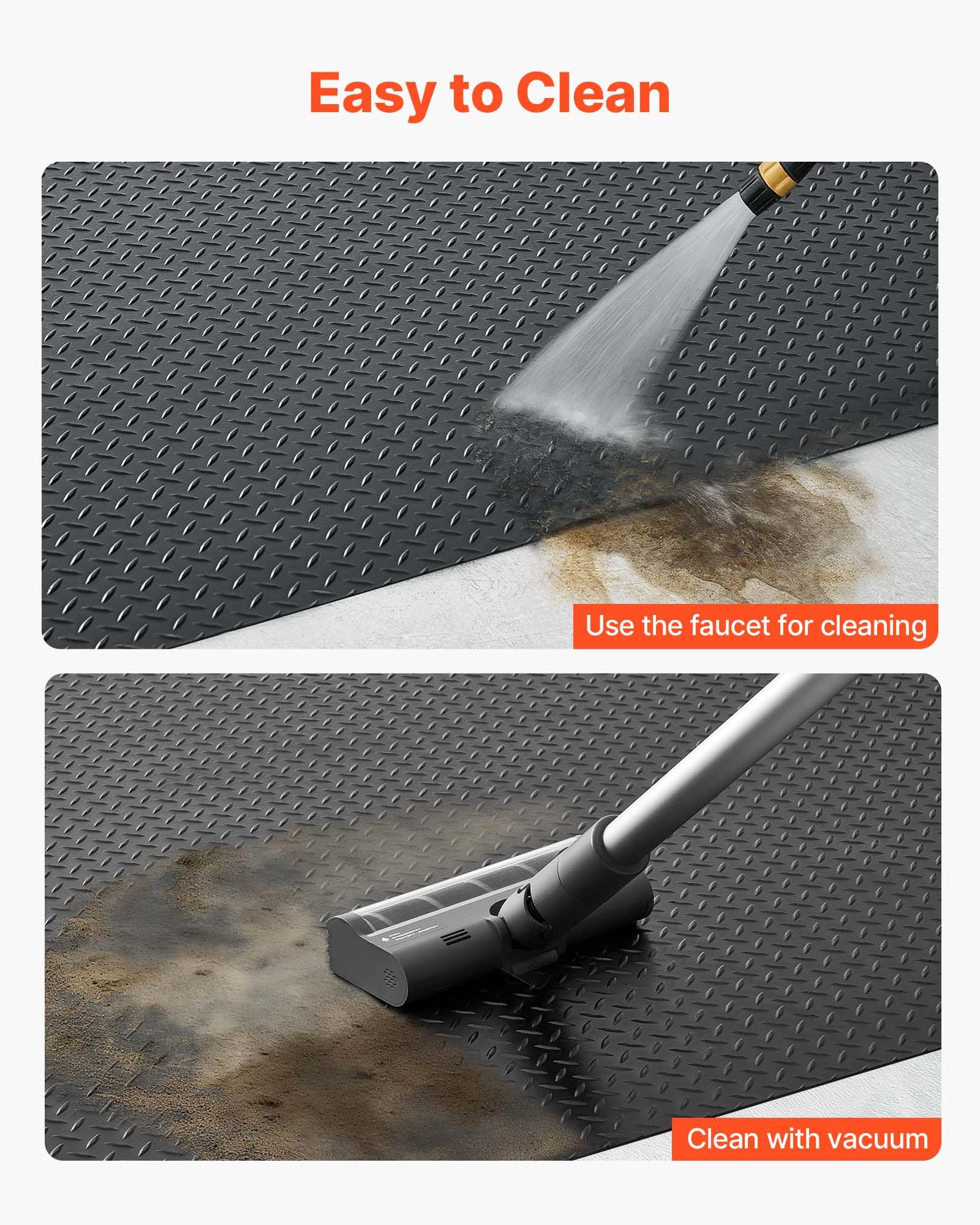 VEVOR Tapis Sol Garage 1,22 x 6,1 m Rouleau Revêtement de Sol Garage Caoutchouc Antidérapant Résistant à l'usure Épaisseur à Motif Diamant 3 mm pour Garages Ateliers Entrepôts Salles de Sport, Noir