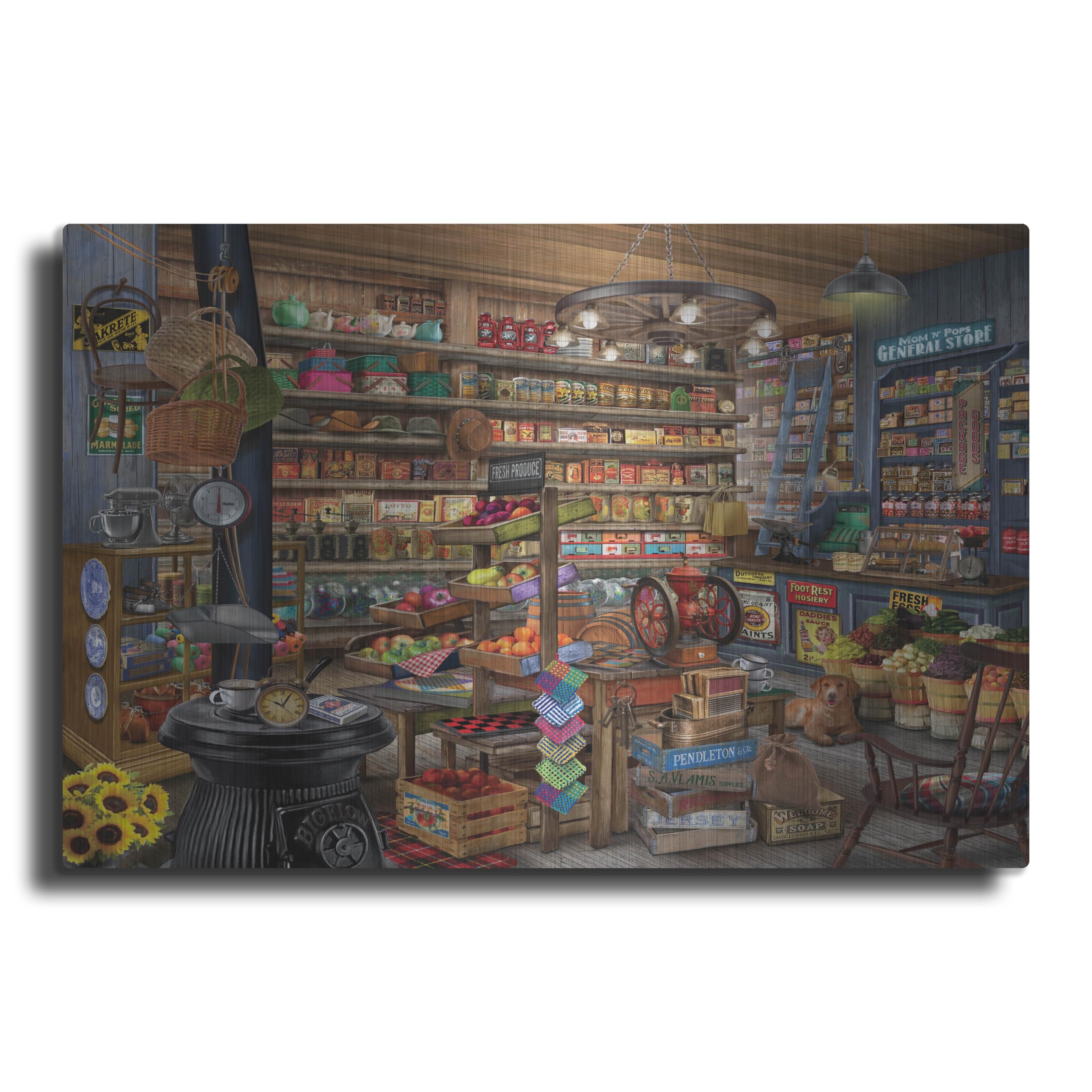 Mom N Pops' by Bigelow Illustrations Metal Wall Art, 24" x 16"