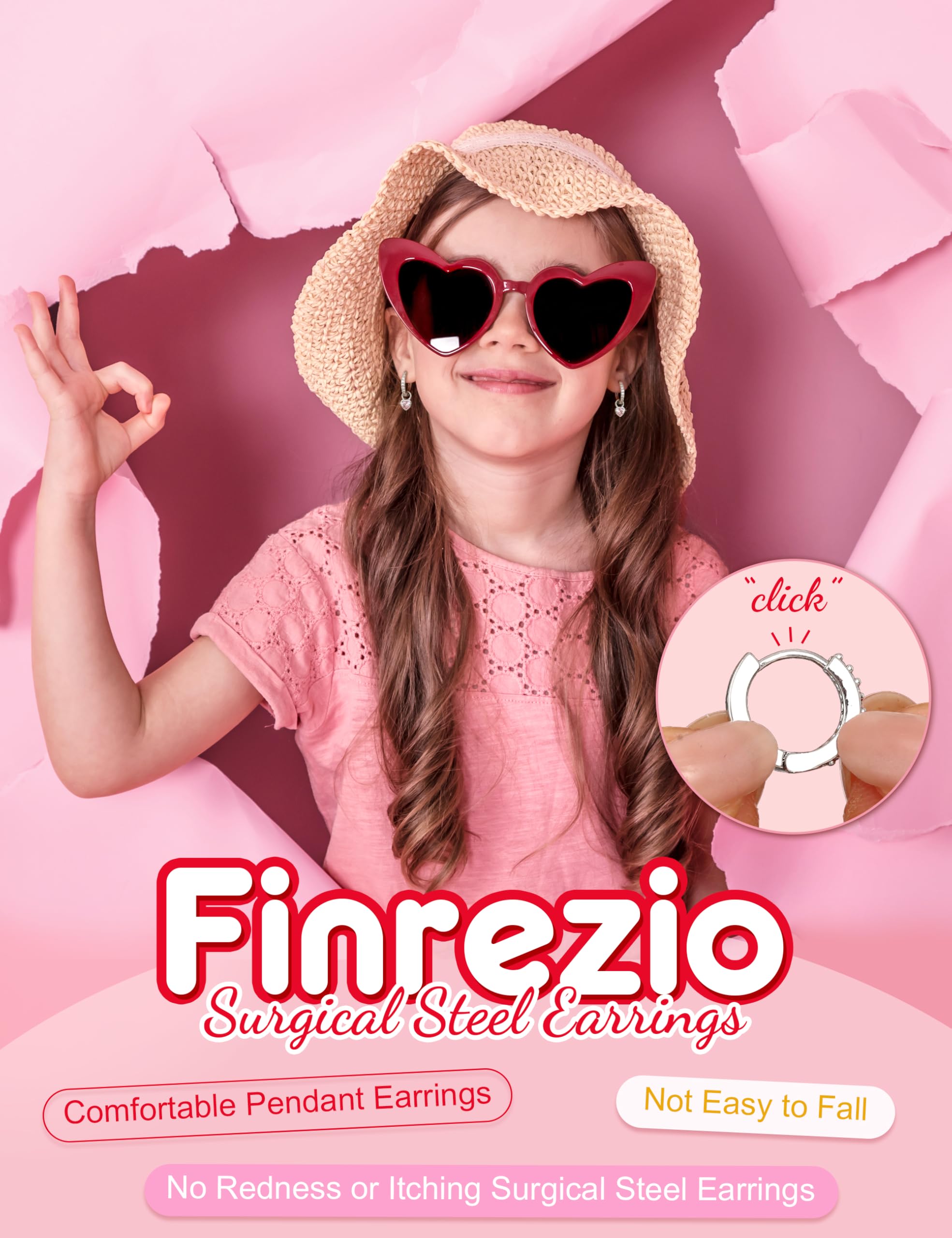 Finrezio Zestaw 8 par srebrnych kolczyków dla kobiet dziewcząt dzieci hipoalergiczne kolczyki koła z zamknięciem śrubowym