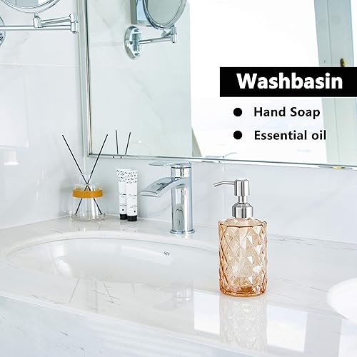 Miniatura 3 de Easy Tang - Dispensador de jabón para cocina, cuarto de baño botella de cristal claro, rellenable con jabón líquido, tarro de color con bomba de