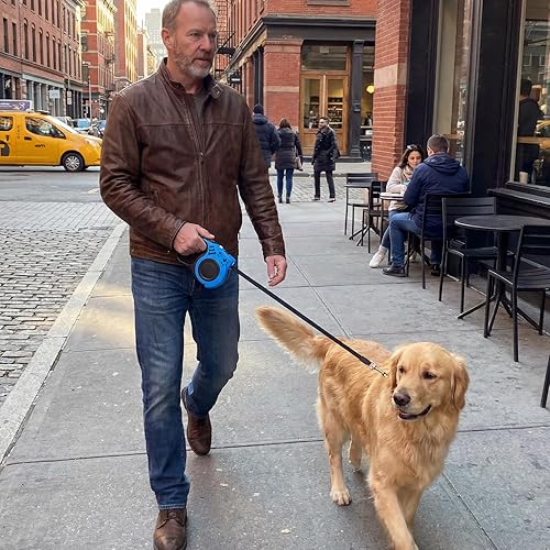 Miniatura 6 de Correa retráctil para perro con linterna recargable USB para paseos nocturnos, correa telescópica automática de tractor de 16 pies para perros