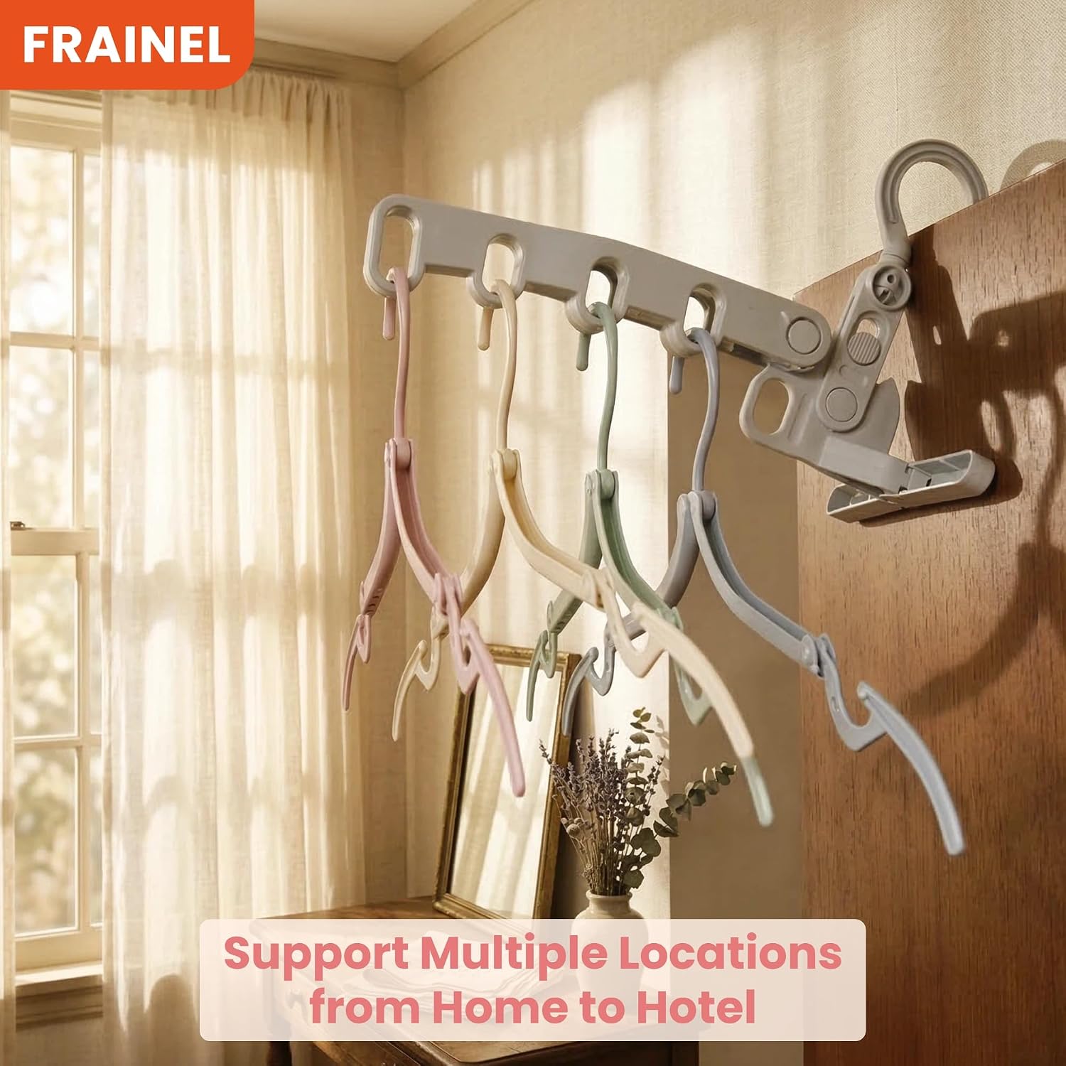 Foldable Clothes Drying Rack & Ultra-Slim 4-Hanger Travel Set. Space-Saving Rack with 360° Swivel Hook, Compact Bag for Home, Hotel, Camping, RV