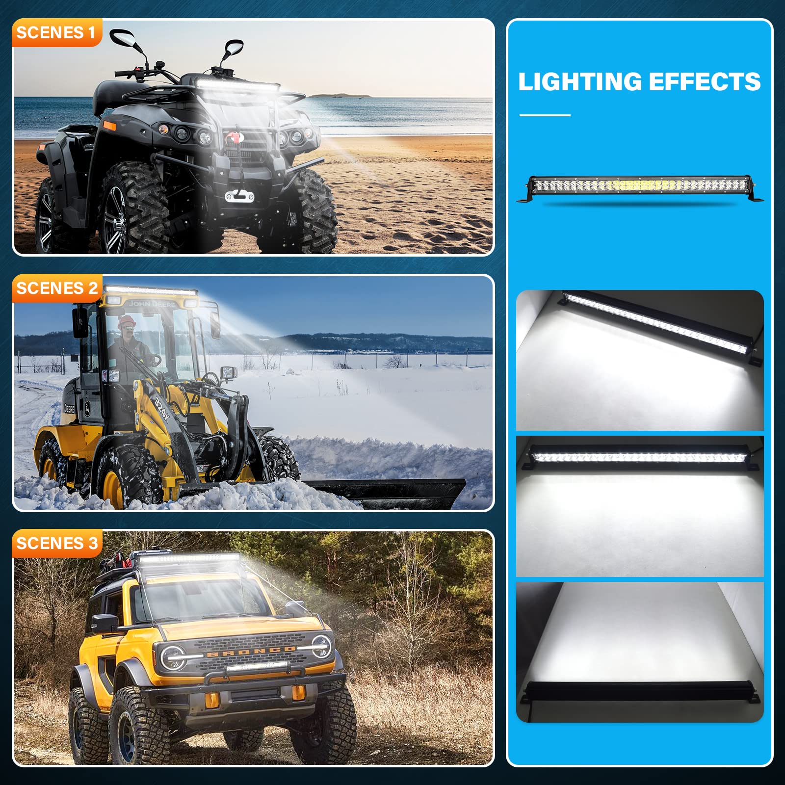 RIGIDON 24 pollici 60 cm 180 W faretto barra luminosa a LED, 12 V 24 V barre luminose LED per off road camion auto ATV fuoristrada 4 x 4 veicoli, lampada di guida 6000 K bianca, impermeabile