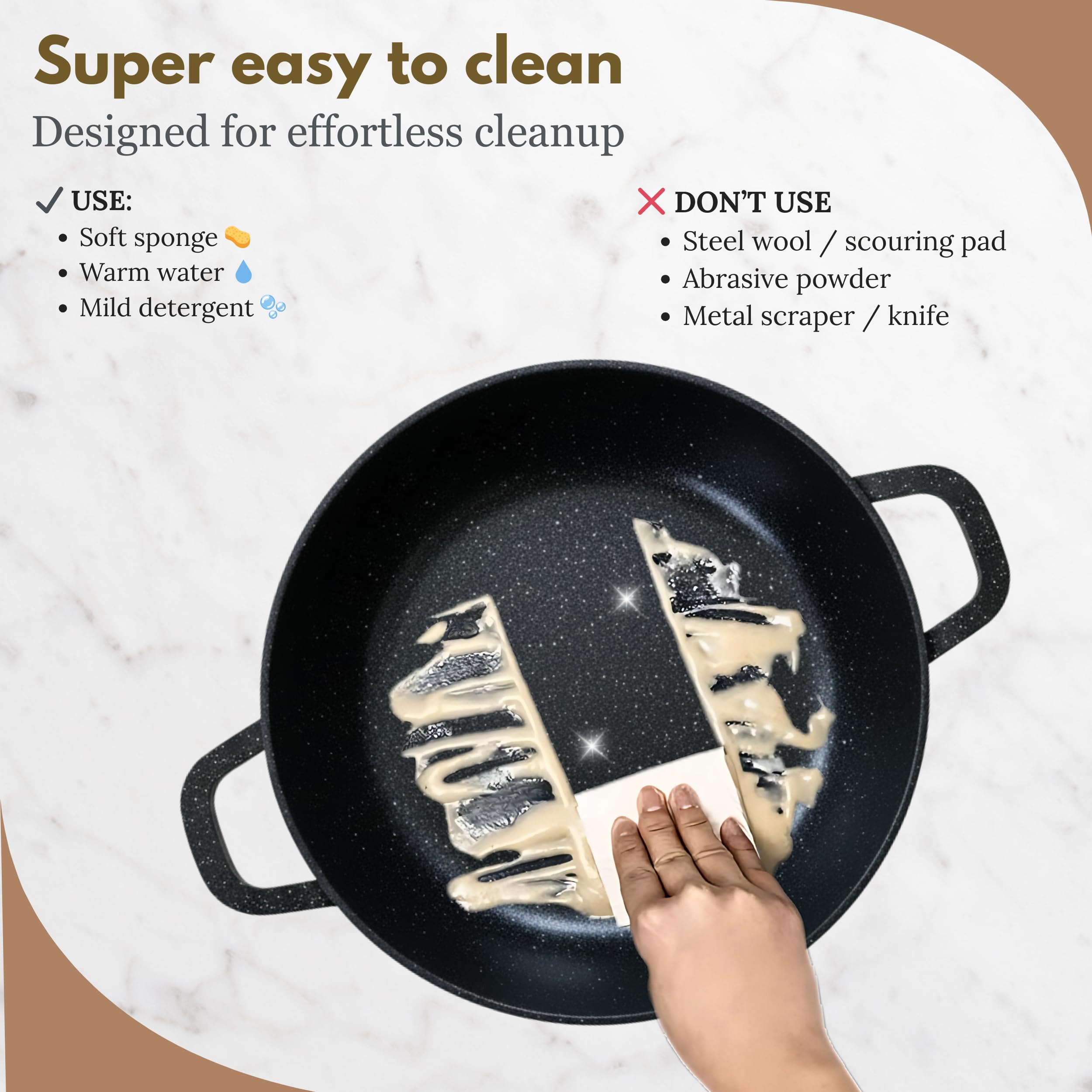 GOLDMANN Pentola da 28 CM con Coperchio in Vetro, 6.5L in Alluminio Pressofuso, Rivestimento Antiaderente in Marmo Ceramico, Adatta a Tutti i Piani Cottura, Senza PFOA/PFAS