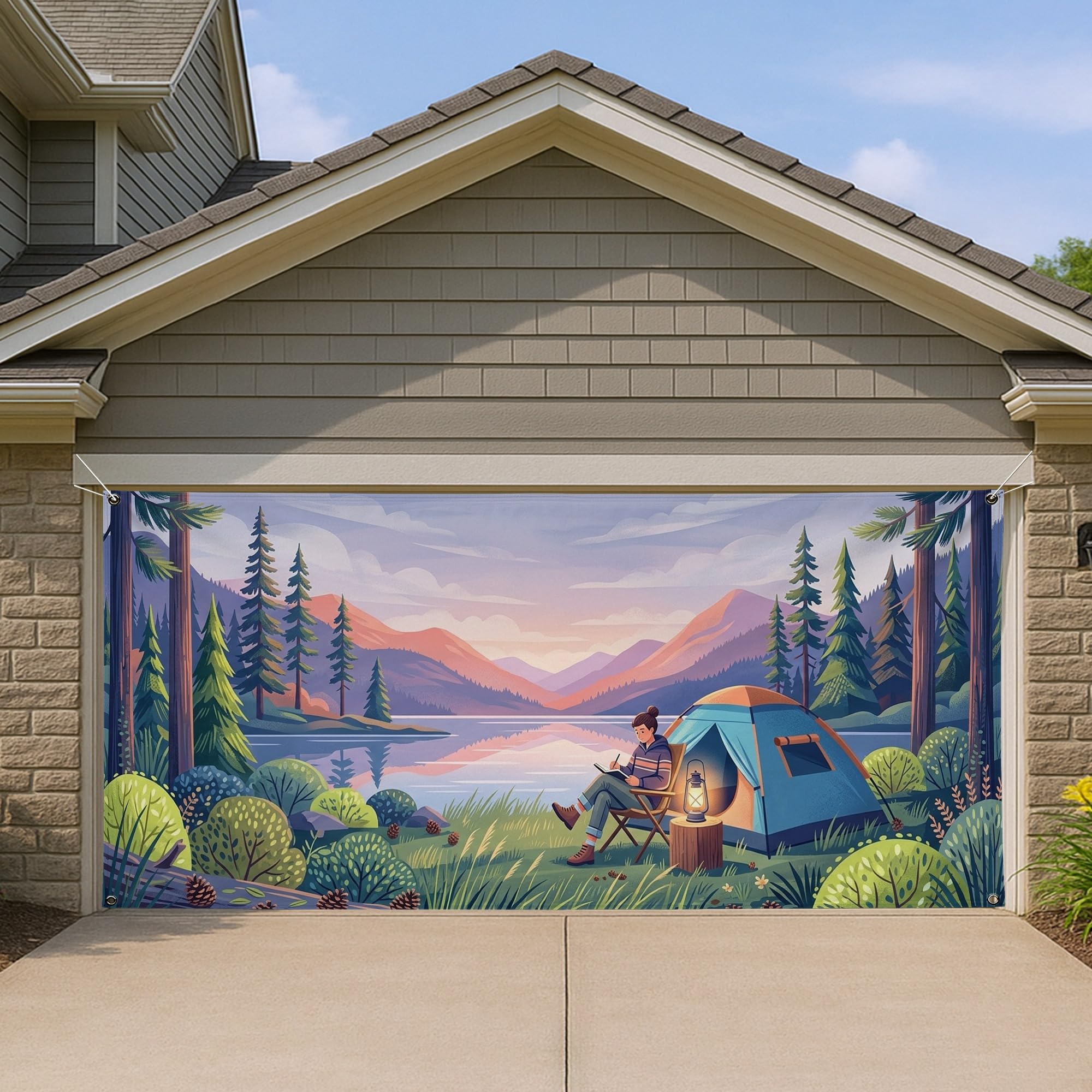 Scène naturelle pour l'été et l'automne sur bâche de garage format géant