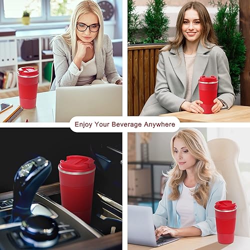 Miniatura 4 de Taza de café de viaje, 14 onzas, vaso de café aislado al vacío de doble pared con aislamiento a prueba de fugas, para agua caliente y fría, café y