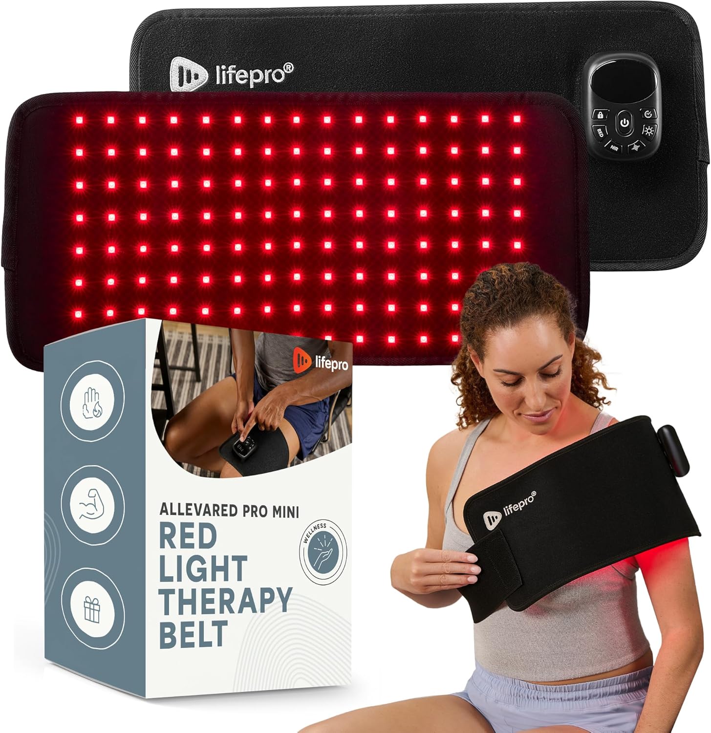 Lifepro Red Light Therapy Belt – Infrared Red Light Therapy for Body, Back and Shoulder with Triple Chip LEDs, Allevared Belt with 660nm & 850nm Wavelengths – for Daily Comfort & Wellness Support
