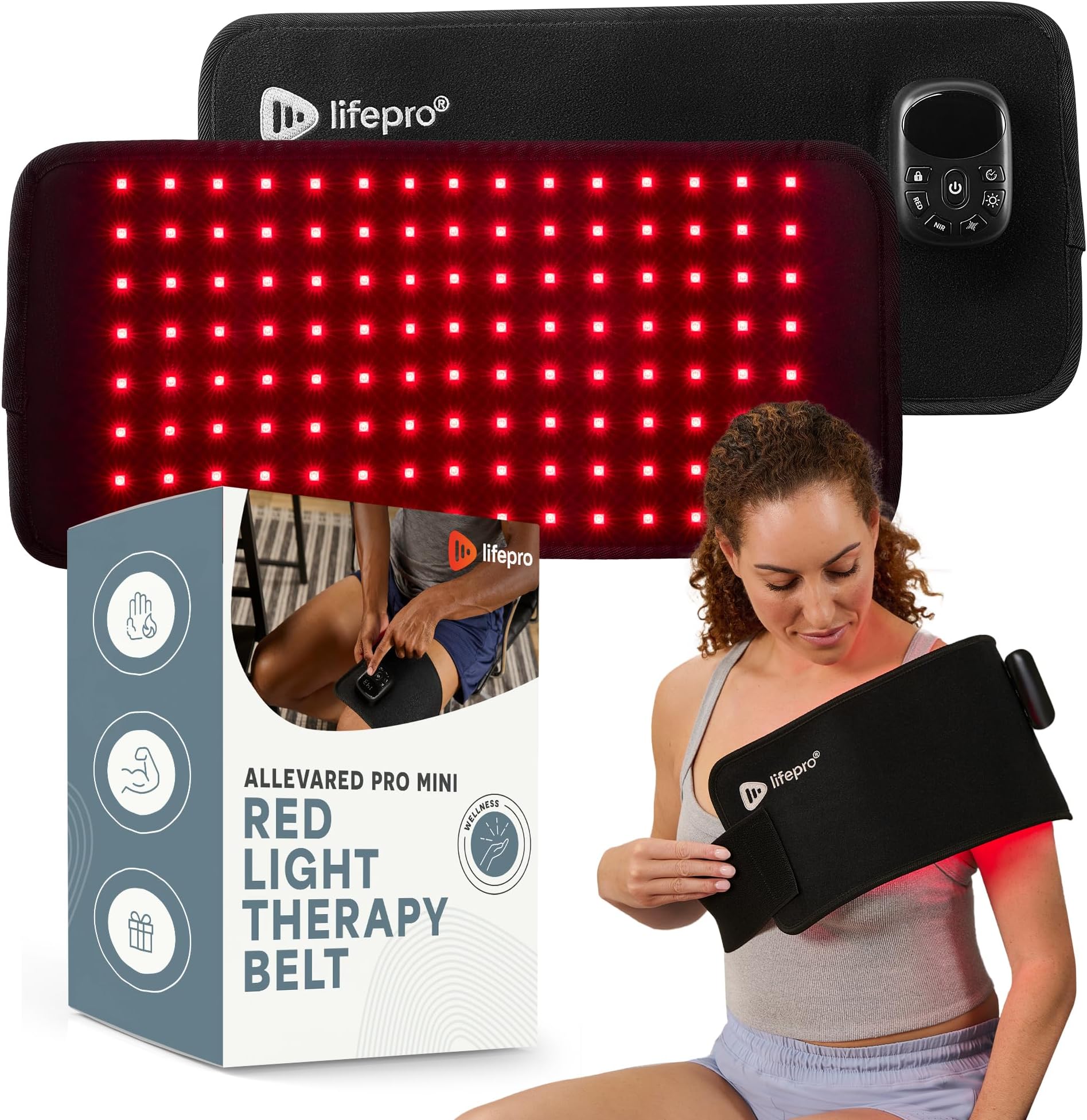 Lifepro Red Light Therapy Belt – Infrared Red Light Therapy for Body, Back and Shoulder with Triple Chip LEDs, Allevared Belt with 660nm & 850nm Wavelengths – for Daily Comfort & Wellness Support