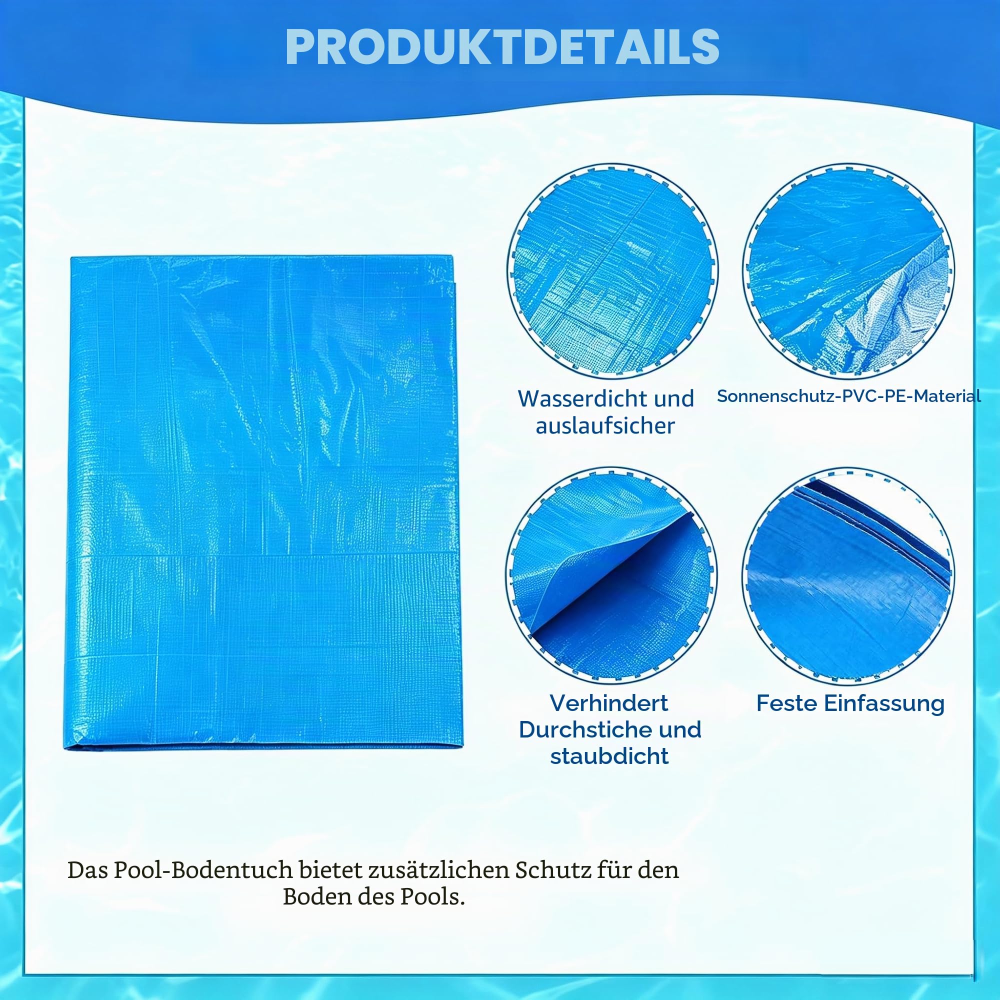 5 m Schwimmbad Bodenplane groβe 500 x 500 cm Pool Unterlegeplane Poolunterlage fur oberirdische Schwimmbader Bodenschutzmatte Bodenschutzplane Poolmatte Poolplane