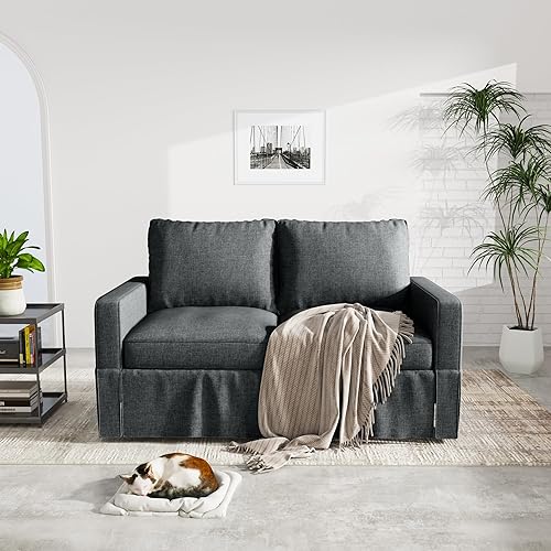 Meeyar Sofá biplaza de lino fino, moderno sofá biplaza para apartamento, sala de estar, dormitorio, muebles de espacios pequeños, sofás, sofás,