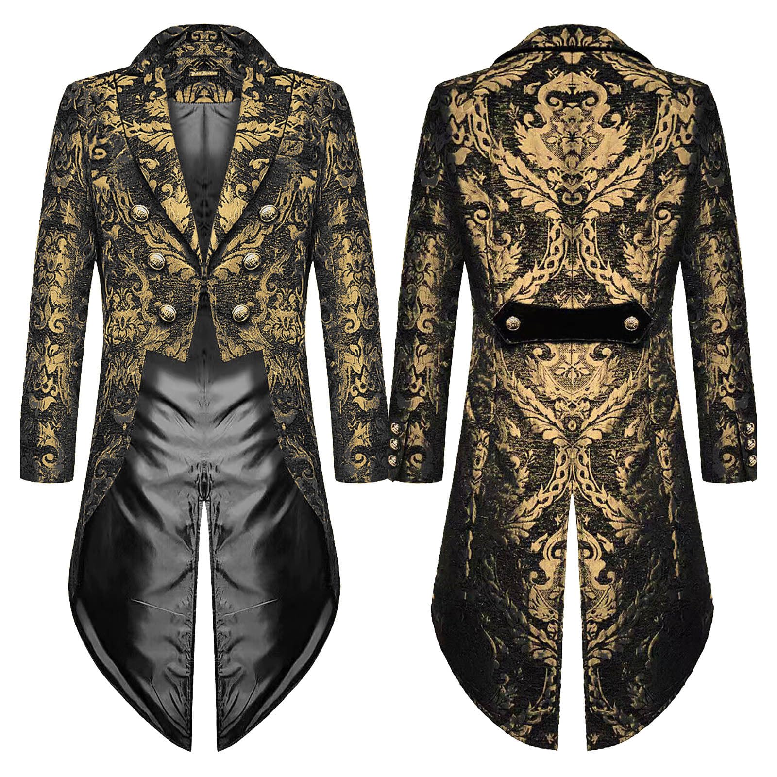 Steampunk Cappotto Uomo Retro Rinascimento Gotico Vittoriano Steampunk Frack Giacca Medievale Vittoriano Ricamato Smoking Uniforme Tempo Libero Smoking Per Matrimonio
