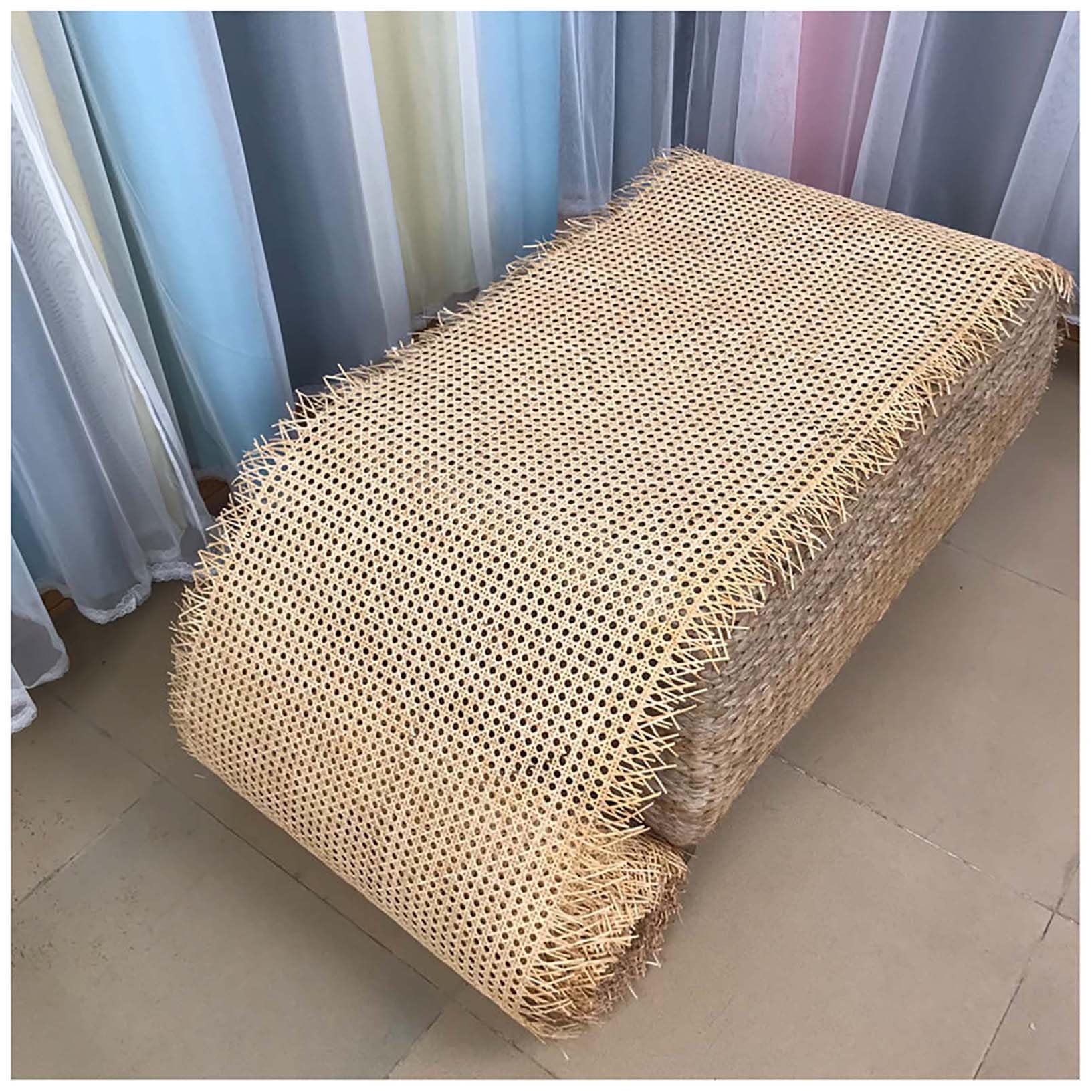 Fogli in Rattan con Tessitura di Canna, Foglio di Maglia di Canna in Rattan, Forniture Fai da Te, Rotolo di Fettuccia di Canna in Rattan Naturale, Rotolo in Rattan, for Progetti di Fustigazione (Size
