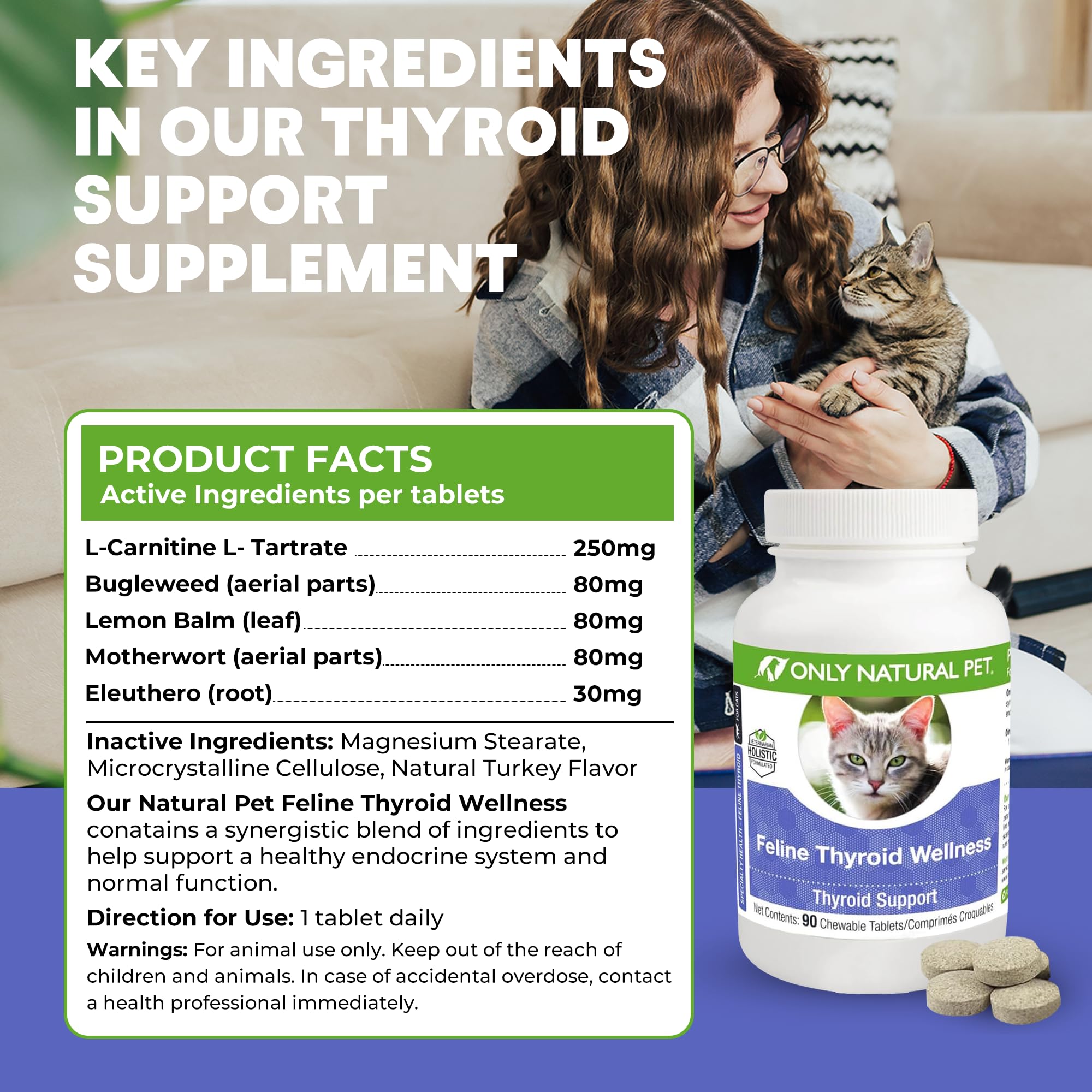 l carnitine for cats hyperthyroidism Amazon.com : ONLY NATURAL PET Thyroid Support Supplement for Cats -  Multivitamin with L-Carnitine & Lemon Balm - Vet Formulated - Helps with  Endocrine & Immune Health - Turkey Flavored Chewable