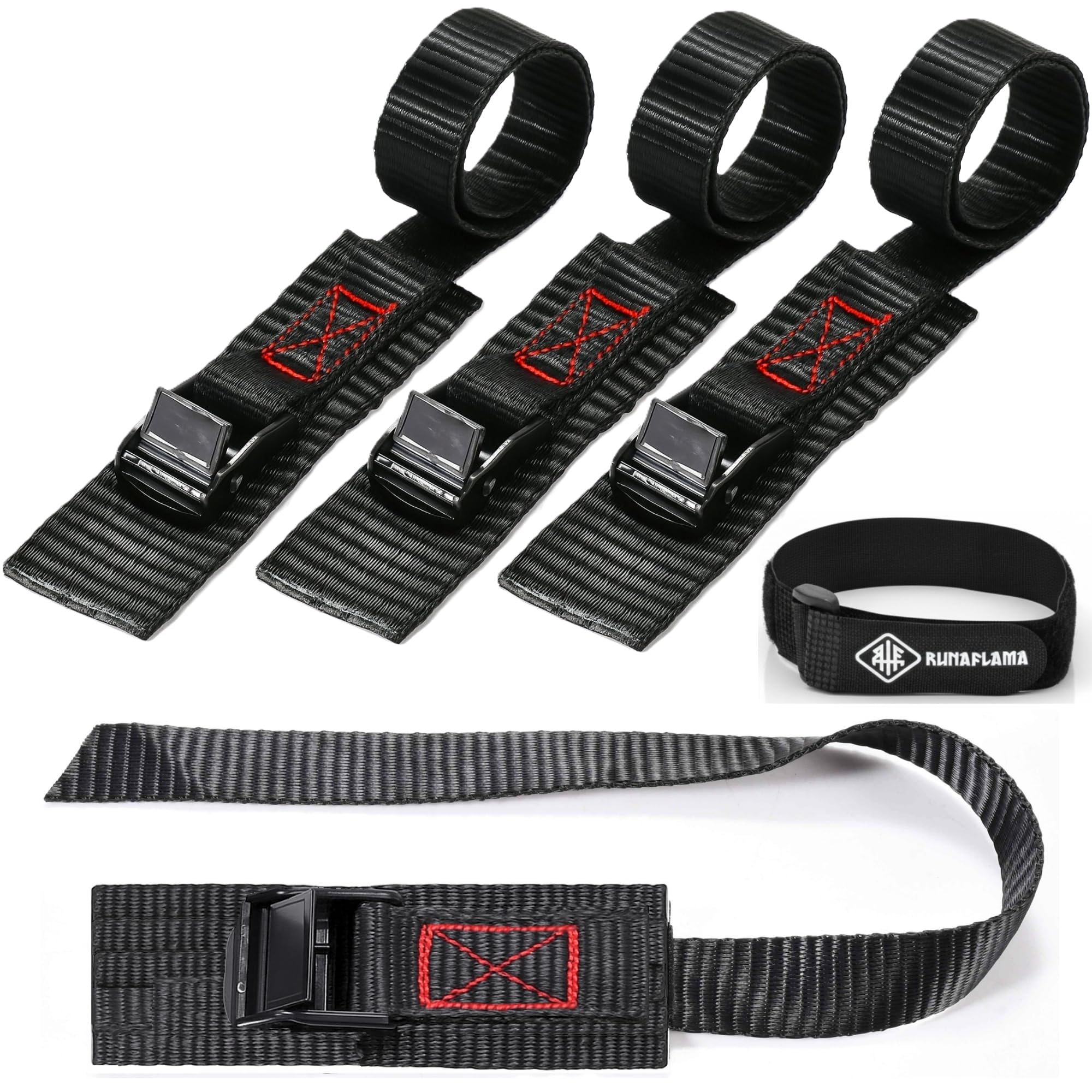 Cinghie per Portabici - Cinghie di Fissaggio Corte con Protezione per Porta Bici da Muro e Portapacchi Auto, Tetto e Posteriore - Set 4 Cinghiette di Fissaggio da 35 cm