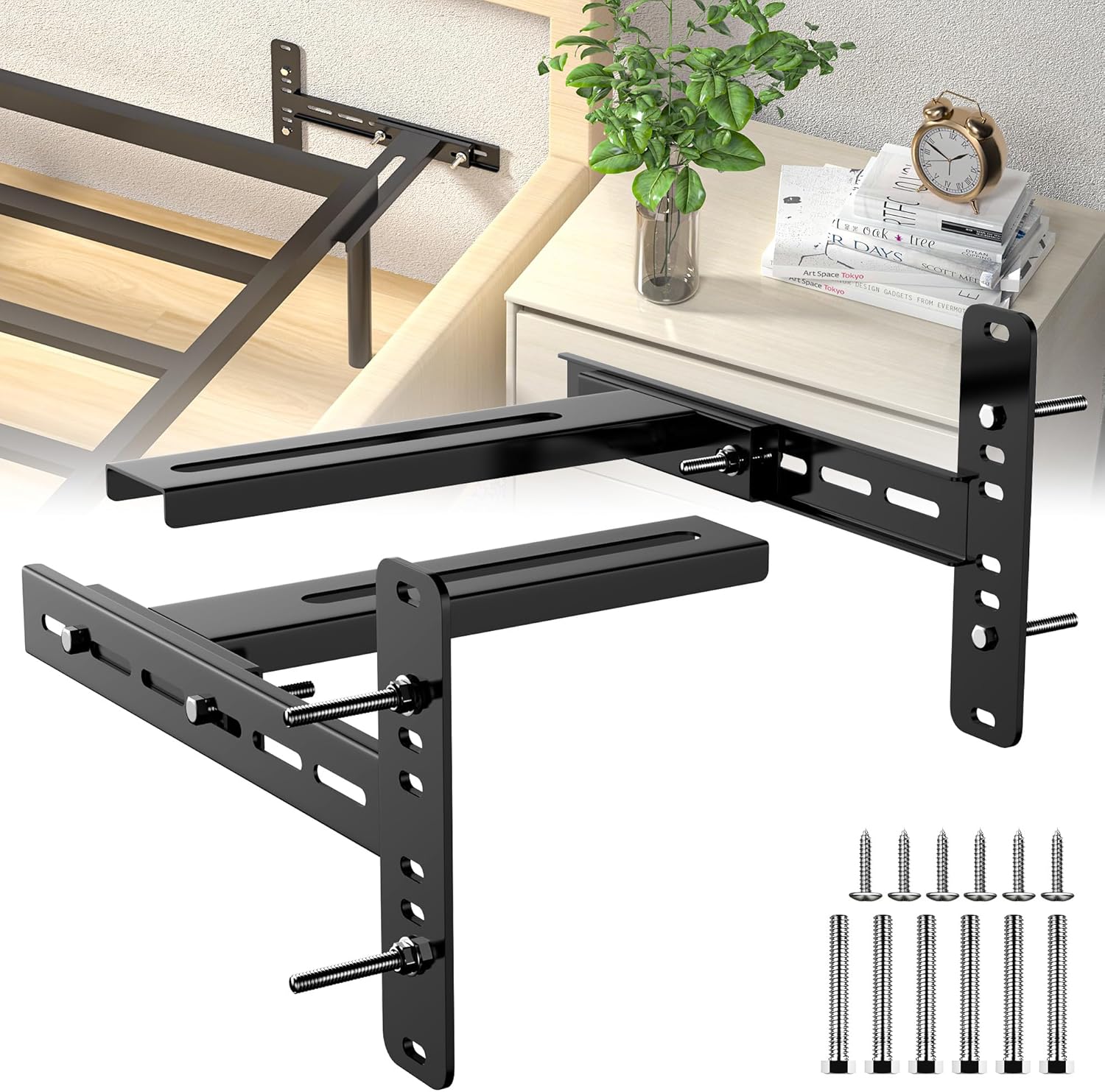 2 Pack Headboard Brackets for Adjustable Metal Beds Headboard & Footboard Extension Kit Fit for Twin Queen King Size Beds