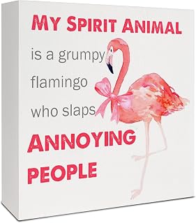 Pink Flamingo Decor, Funny Flamingo Wooden Box Sign, Flamingo Lover Gifts, Flamingo Decorations, Coquette Pink Bow Flamingo Wood Signs for Home Office Desk Table Shelf Decor, 5x5 Inch