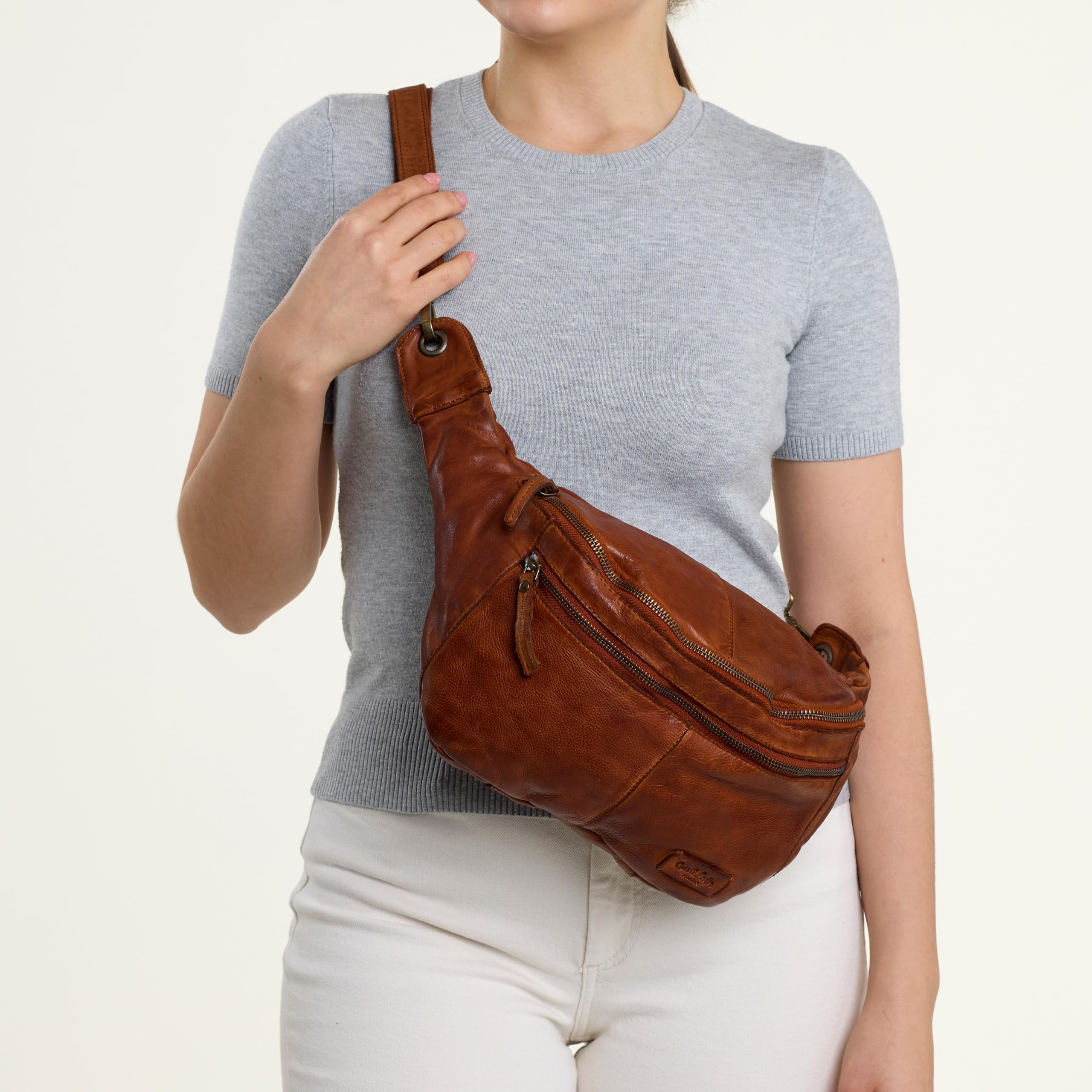 Gusti Freya - Riñonera de piel para hombre y mujer, Braun 2, Einheitsgröße, Retro