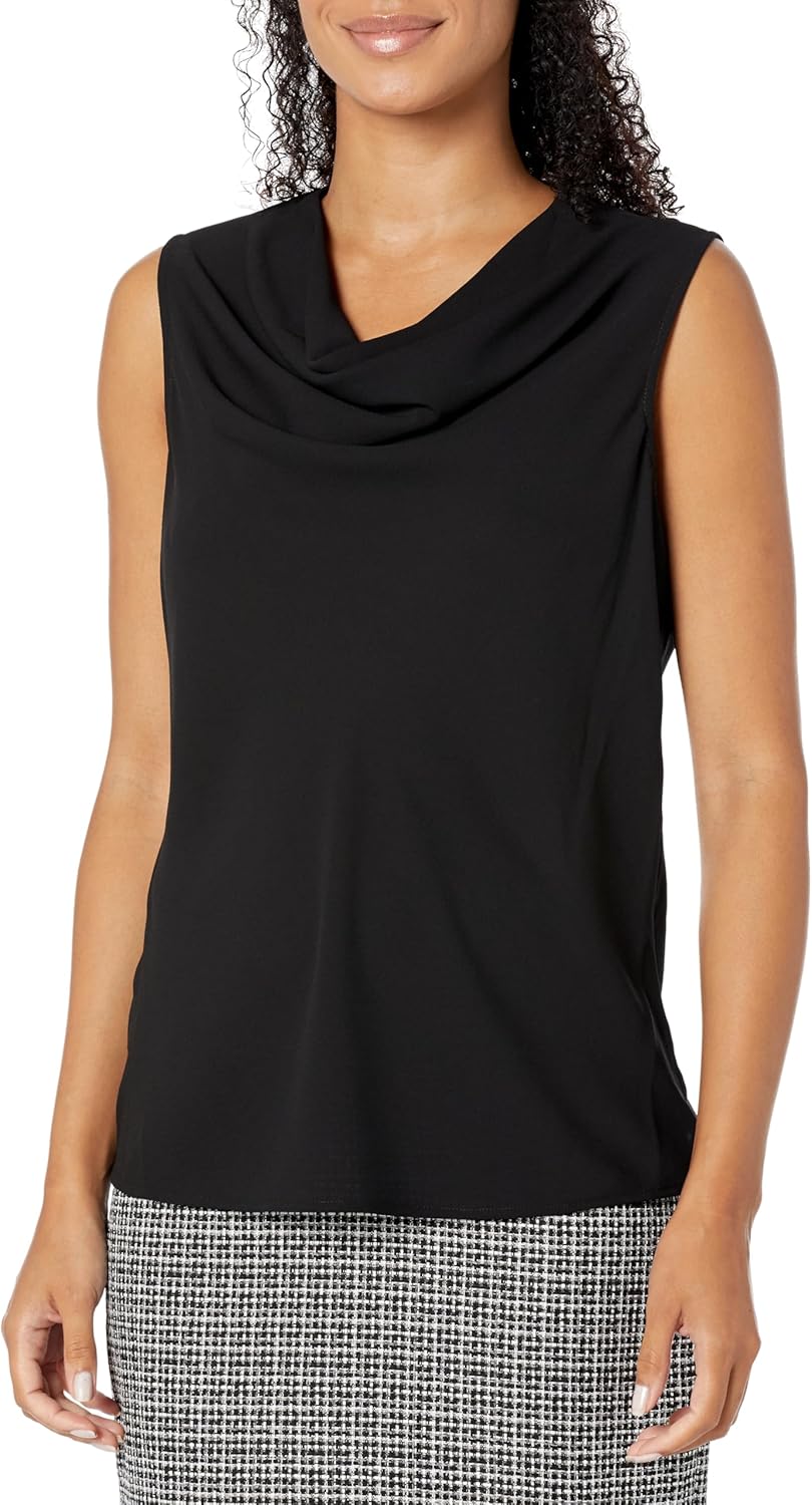 Kasper Women's Sleeveless Cowl Neck Solid Blouse
