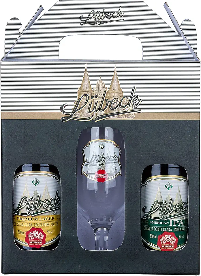 Kit Lübeck 1 Lager - 1 Ipa - 1 Taça Lübeck Cerveja - Packs de Craft Beer