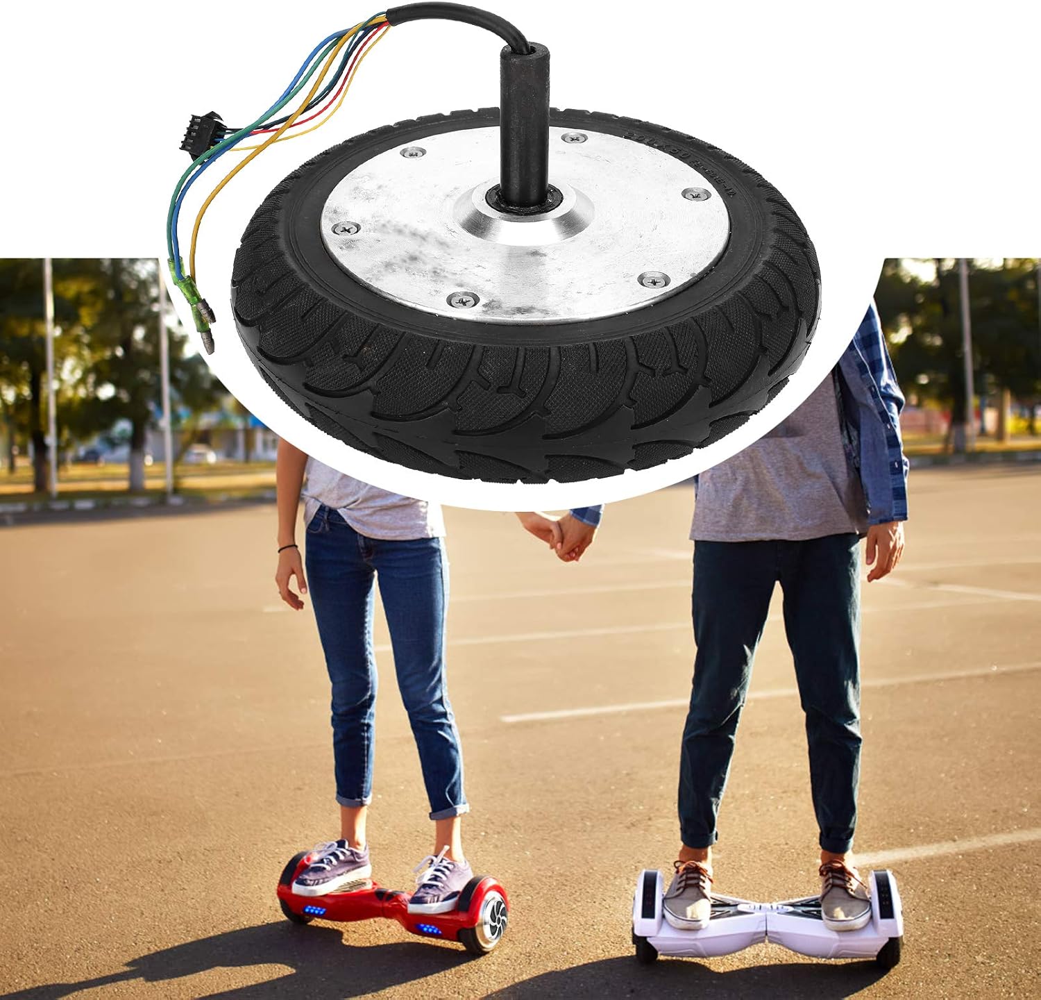 Electric Scooter Hub Motor,36V 350W 8in Wheel Hub Motor Single Shaft Wheel Motor with Tire Electric Scooter Cycling Tire Accessory