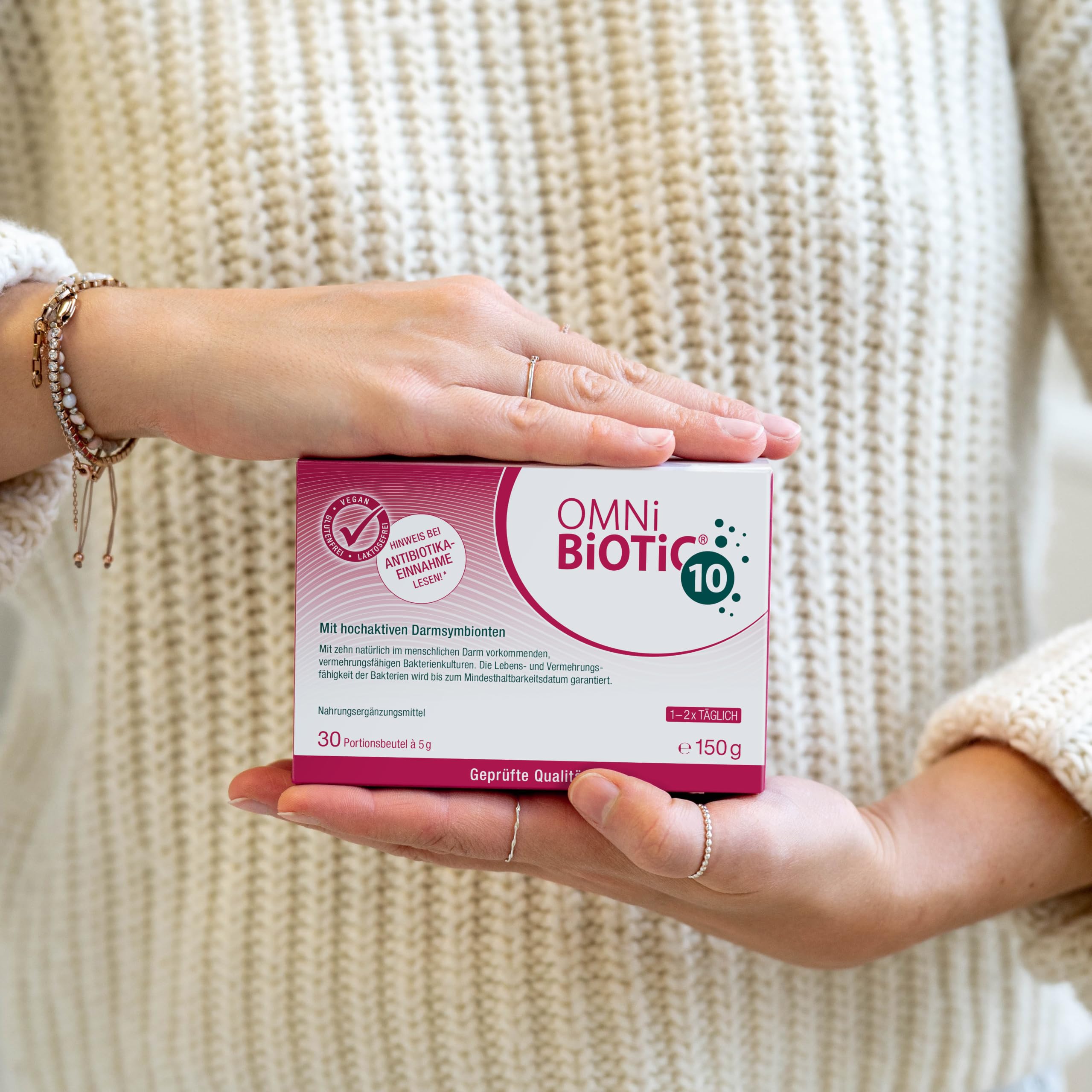 OMNi BiOTiC 10 | 30 porciones (150 g) | 10 cepas de bacterias | 10 000 millones de gérmenes por dosis diaria | Polvo | Con inulina | Vegano | Sin gluten | Sin lactosa | Para uso diario