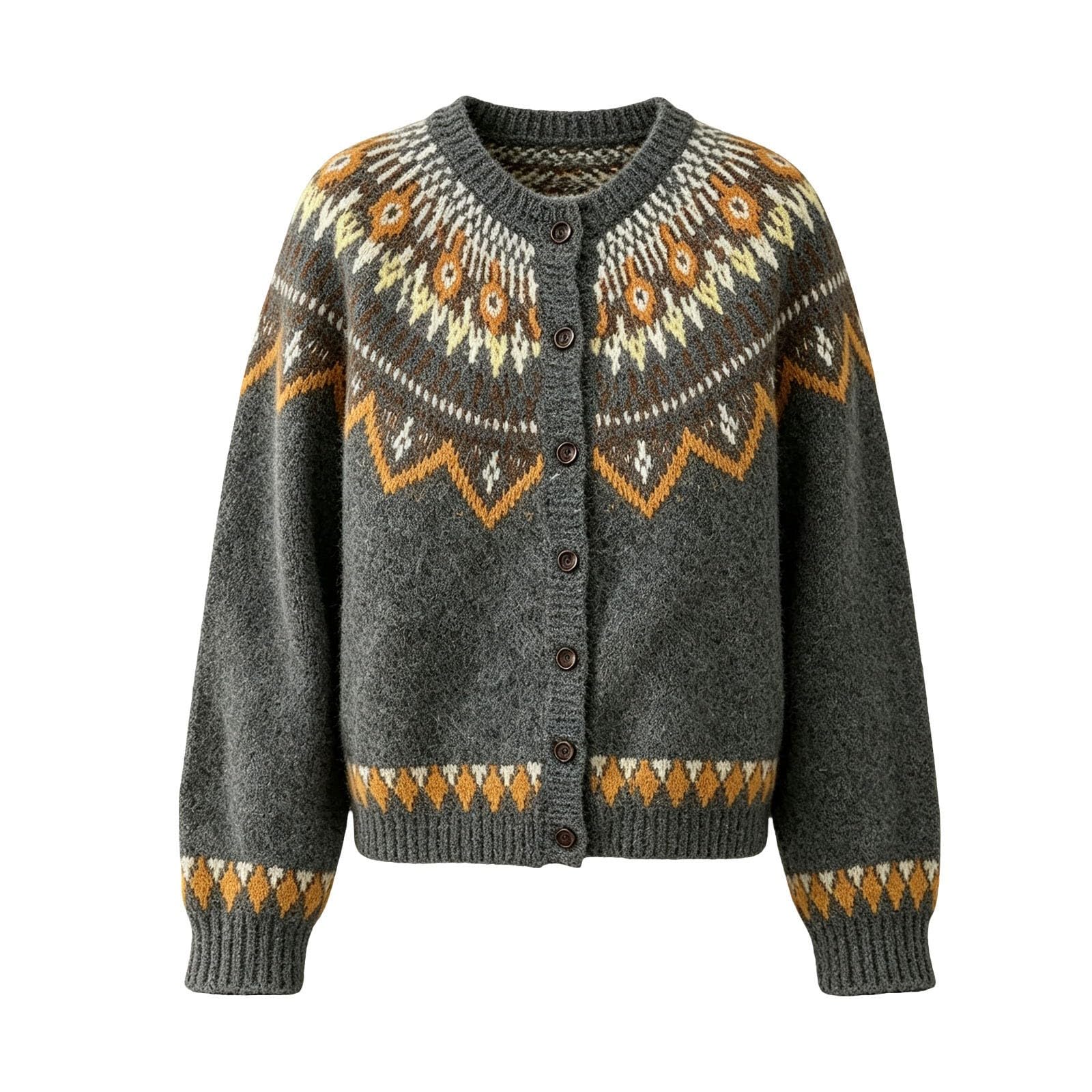 Cardigan da donna UK retrò stampa etnica maglione button down maglioni