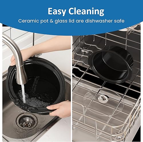 Miniatura 4 de Olla de cocción lenta de 3 cuartos de galón, olla pequeña con 3 ajustes de calefacción y olla de cerámica extraíble, mini calentador de alimentos