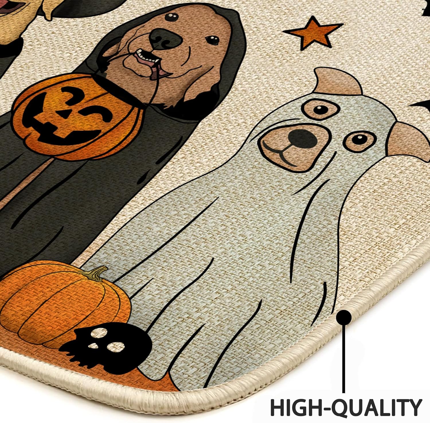 Halloween Dogs Front Door Mat Outside Entrance 17x29 Inches, Autumn Fall Pumpkin Doormat Outdoor Entrance Home Decor AH24