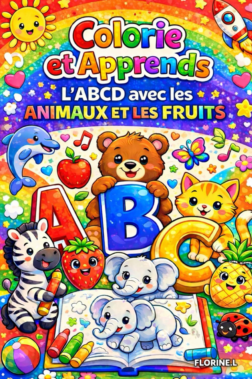 COLORIAGE ABECEDAIRE POUR ENFANT: ANIMAUX ET FRUIT RIGOLO