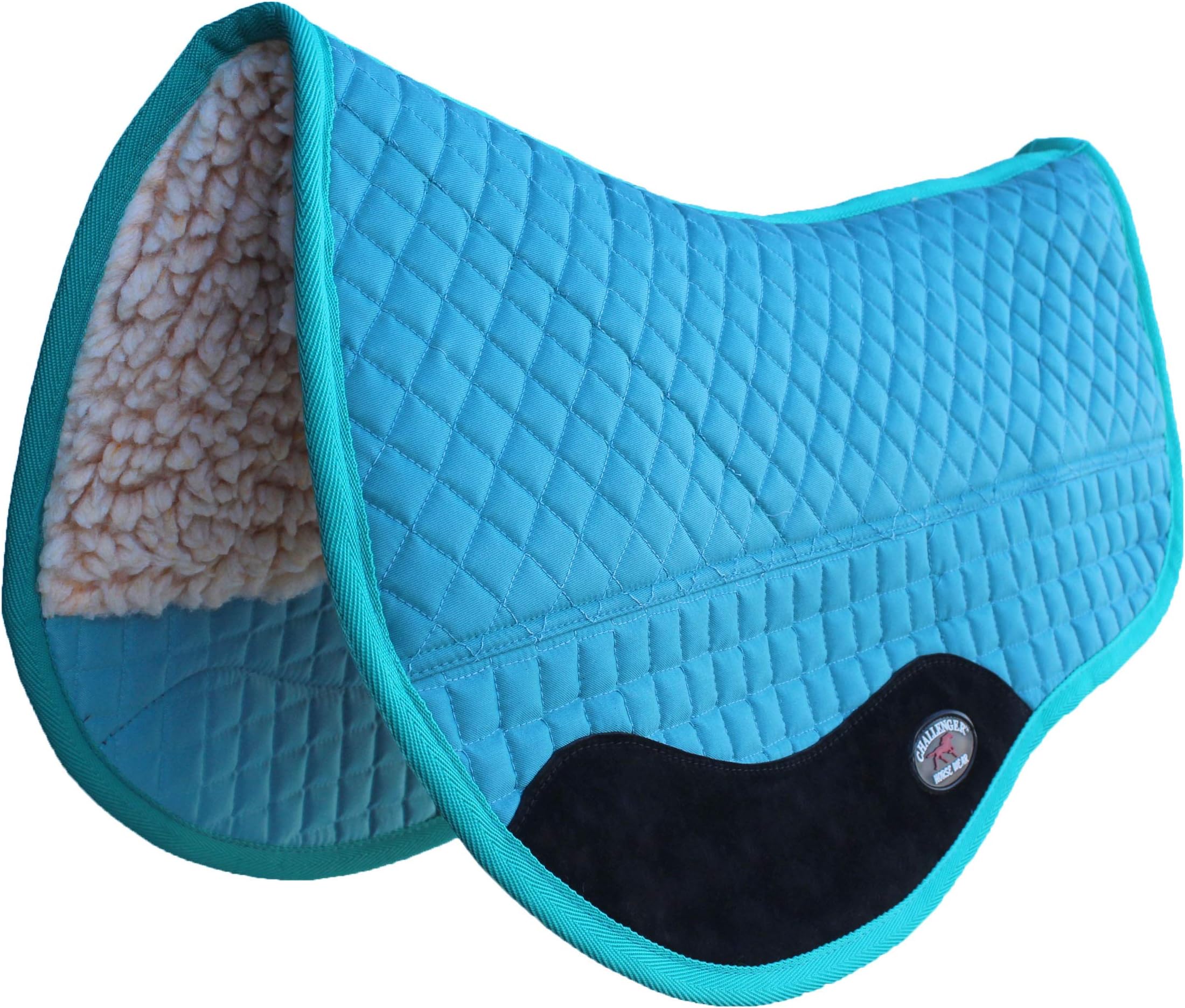 CHALLENGER Western Horse Saddle PAD 28" X 30" Double Barrel Fleece Lined Turquoise 39110