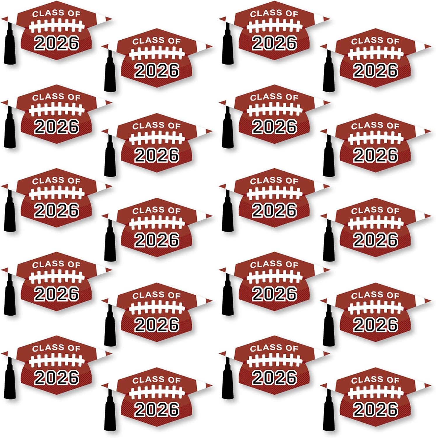Big Dot of Happiness Grad Football - Grad Cap Decorations DIY 2026 Graduation Large Party Essentials - Set of 20