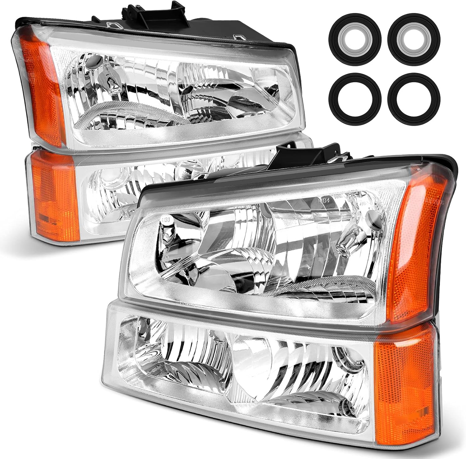 Purchase 2003-2006 CHEVY SILVERADO CRYSTAL HEADLIGHTS W/BUMPER LAMPS In - Foto 5