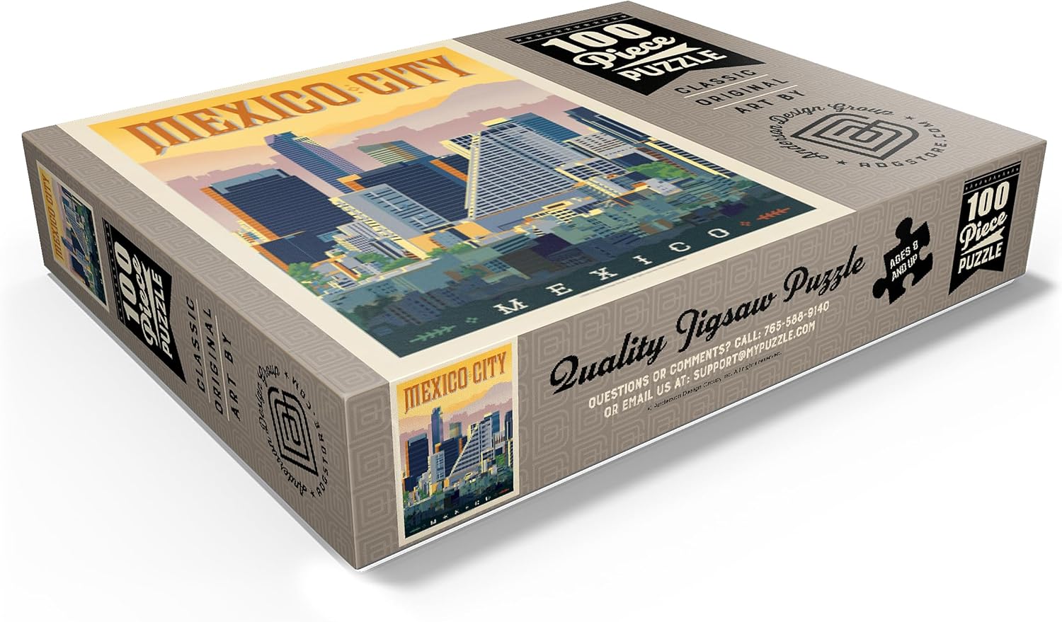 MyPuzzle Mexico: Mexico City, Vintage Poster - Premium 100 Piece Jigsaw Puzzle for Adults