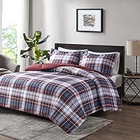 Vista 18 de Madison Park Essentials - Juego de ropa de cama con edredón a cuadros Parkston, funda a juego, cubierta antimanchas Scotchguard 3M, hipoalergénico