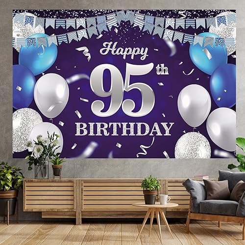 Vista 66 de Cartel de feliz cumpleaños número 31, globos azul marino, bandera de confeti a rayas, puntos de luz, saludos a 31 años, decoración temática