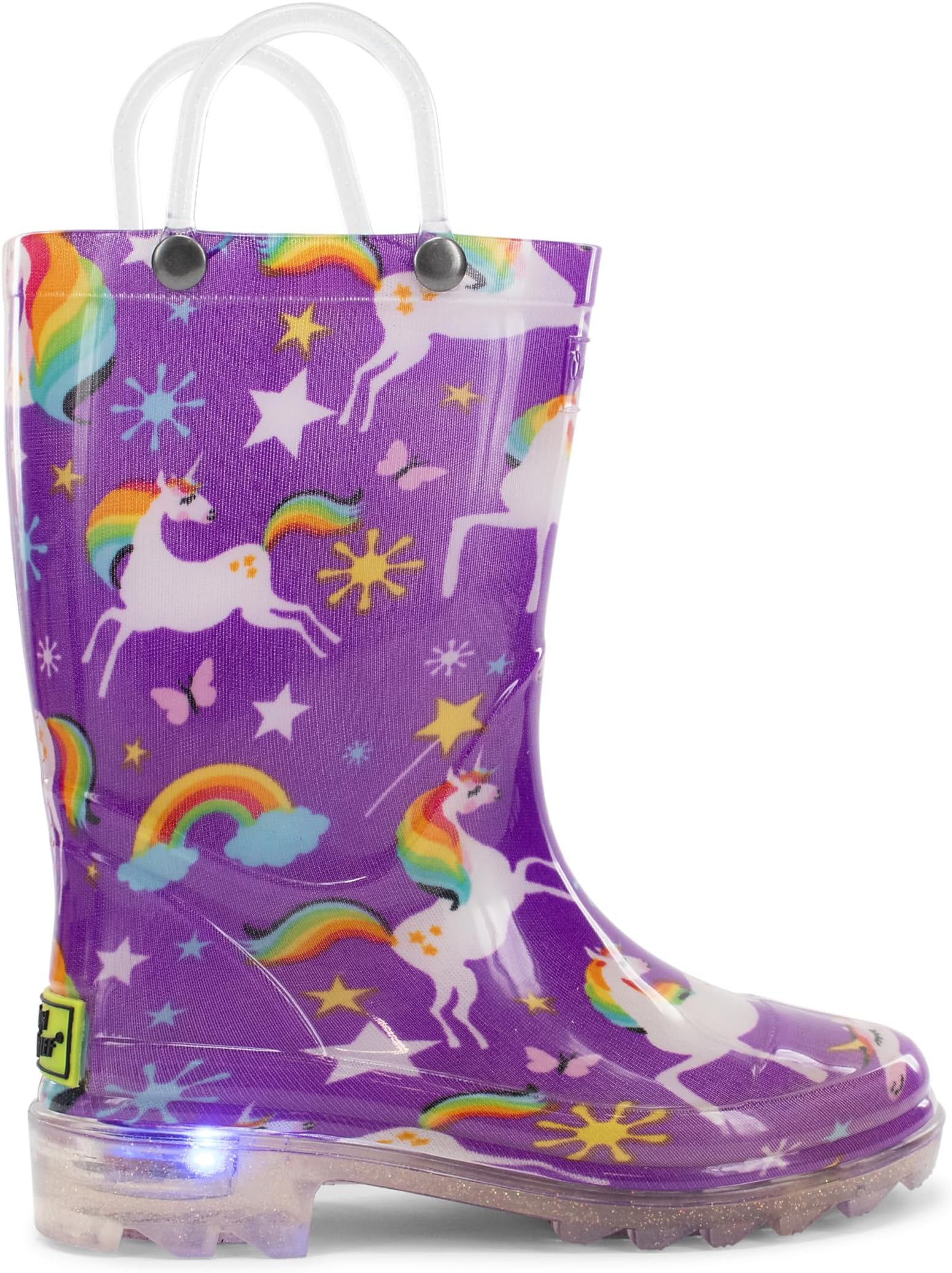 Kids Waterproof Light Up Rain Boots With Handles for Easy On and Off for Boys and Girls