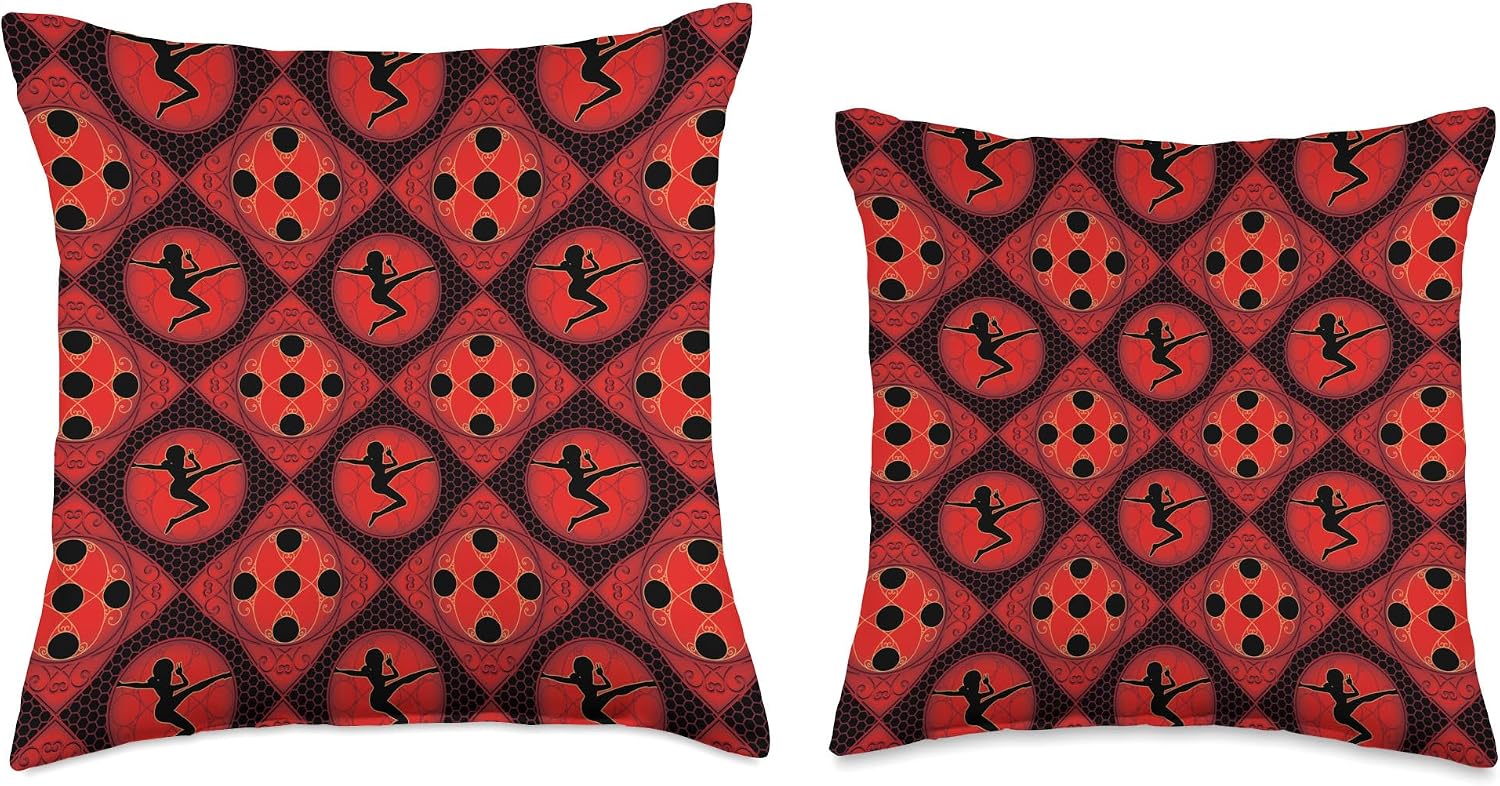 Miraculous Ladybug and Cat Noir The Movie LB Silhouette Throw Pillow, 16x16, Multicolor