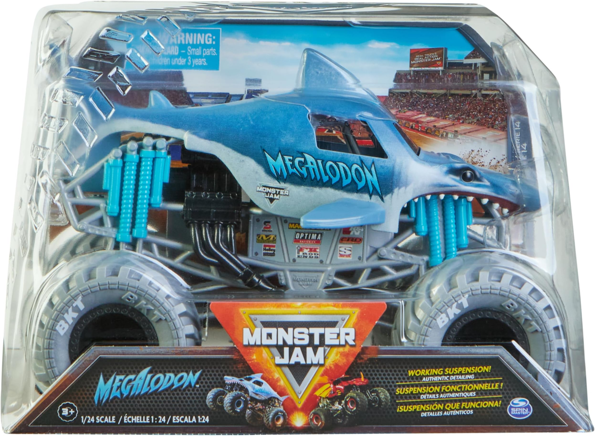 Monster Jam, Official Megalodon Monster Truck, Collector Die-Cast Vehicle, 1:24 Scale, Kids Toys for Boys Ages 3 and up