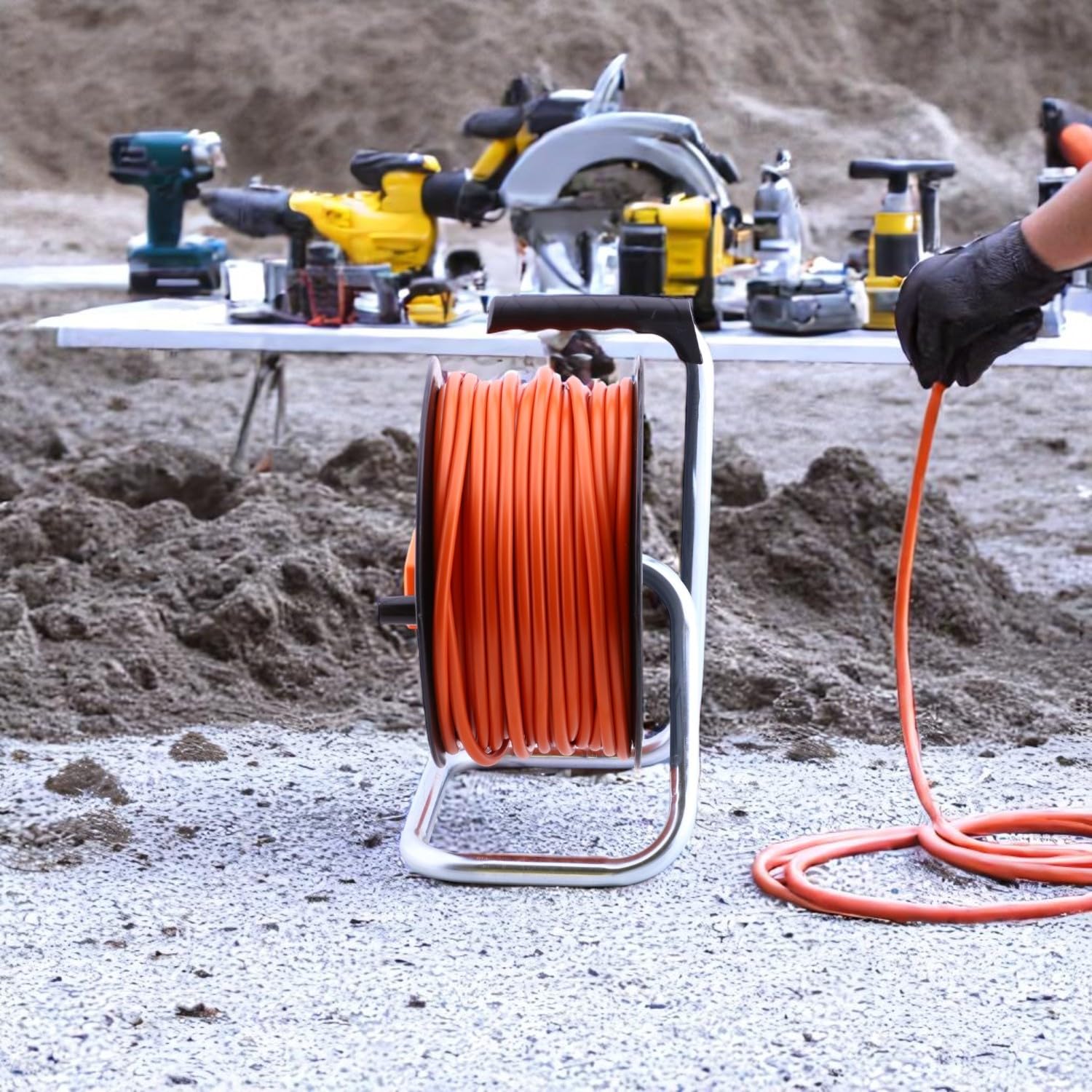 Makaralı CCA Uzatma Kablosu 3x2.5 mm 40 Metre Termal Sigortalı Plastik Seyyar 4 Prizli Monofaze