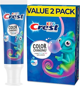 Advanced Kids Fluoride Toothpaste, Bubblegum Flavor, Two Tubes of 4.2 oz Color Changing Toothpaste